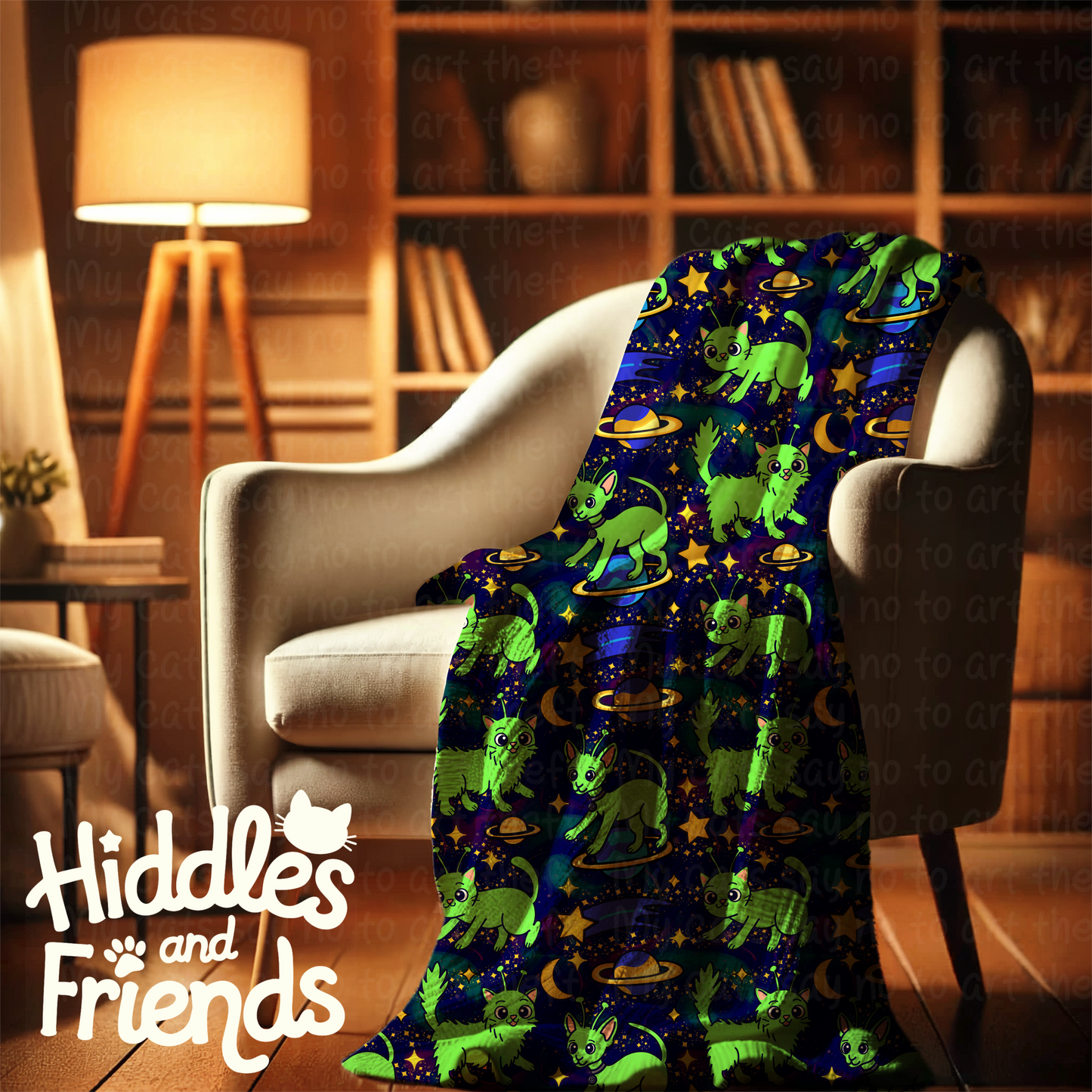 Alien Cats in Outer Space Seamless Pattern