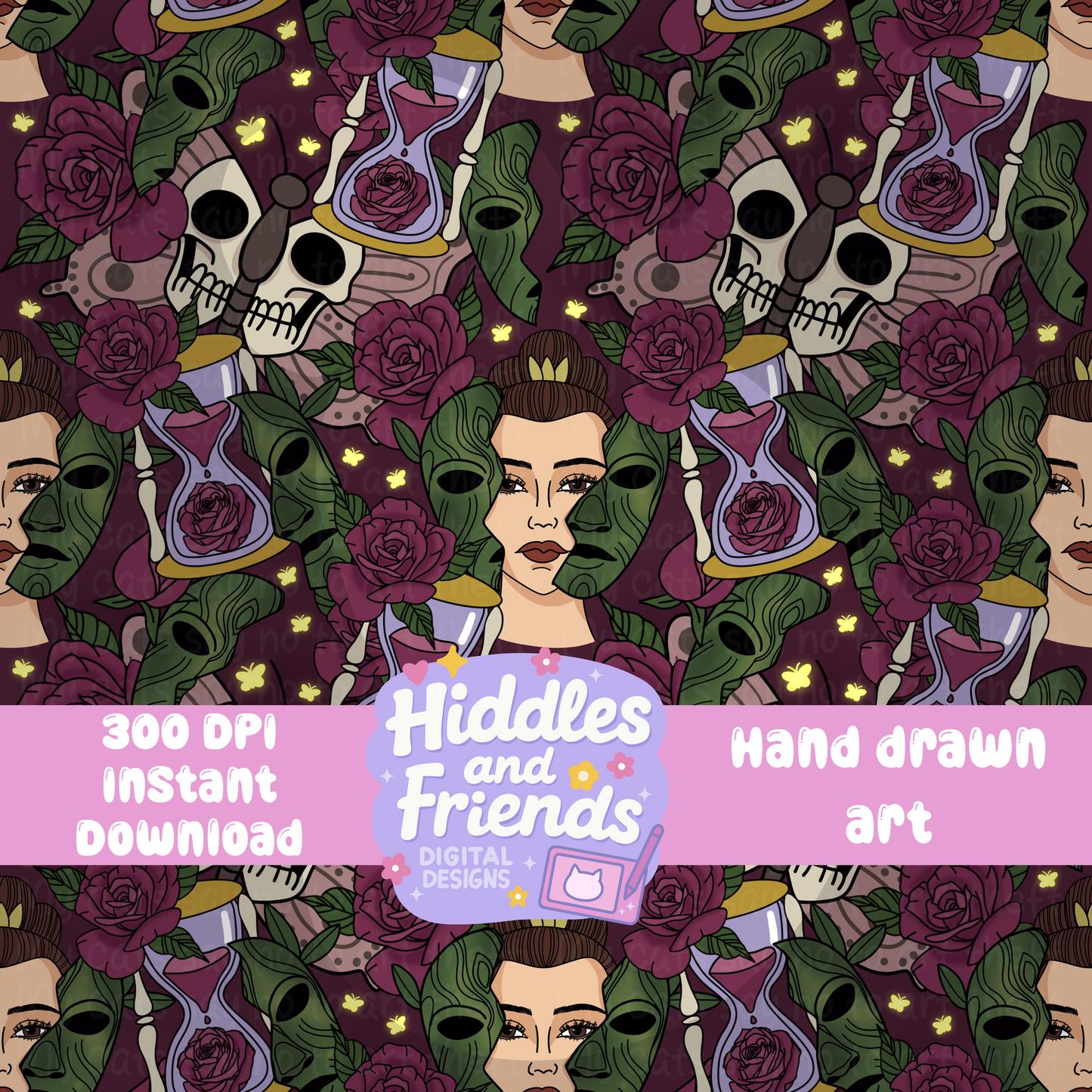 Overlapping Witchy Portrait Seamless File