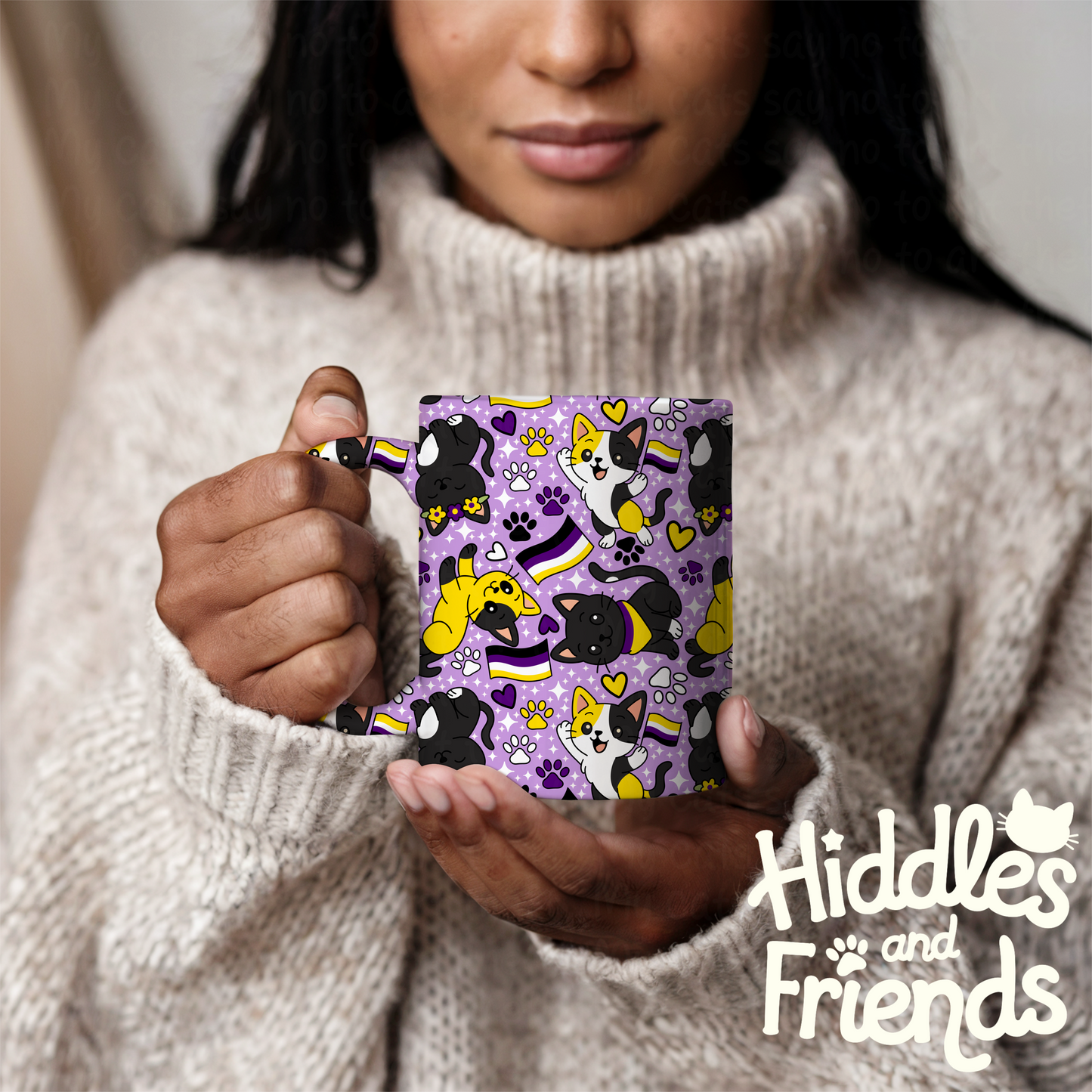 Nonbinary Pride Cats Seamless Pattern