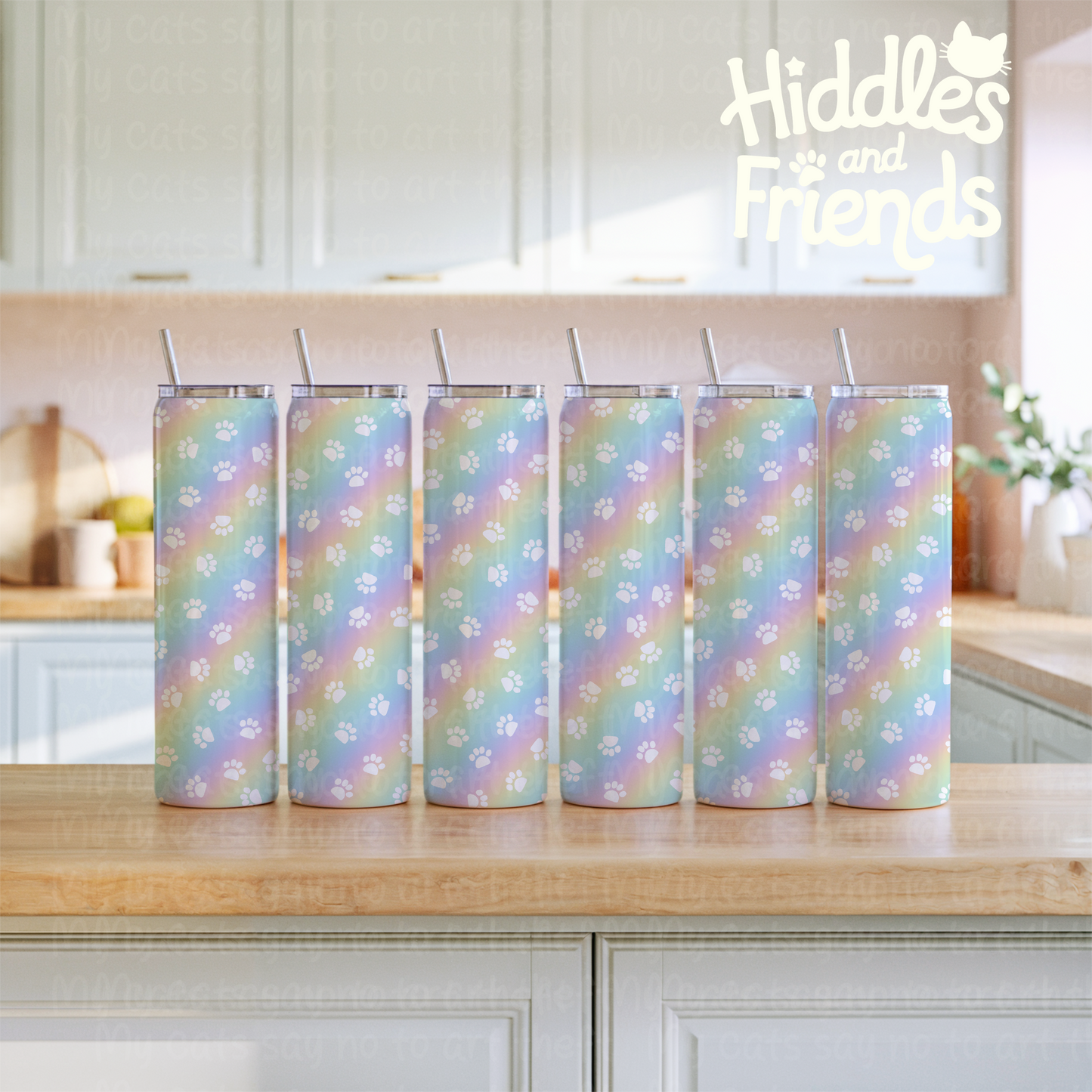 Pastel Rainbow Pawprint Seamless File