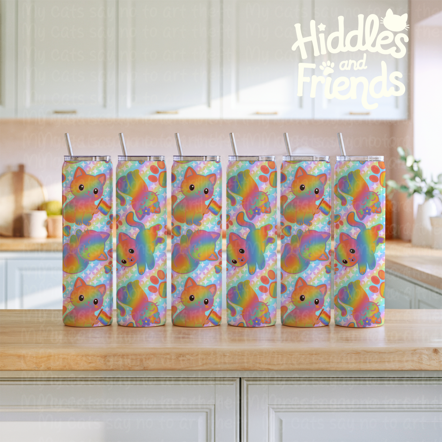 Rainbow Pride Cats Seamless Pattern