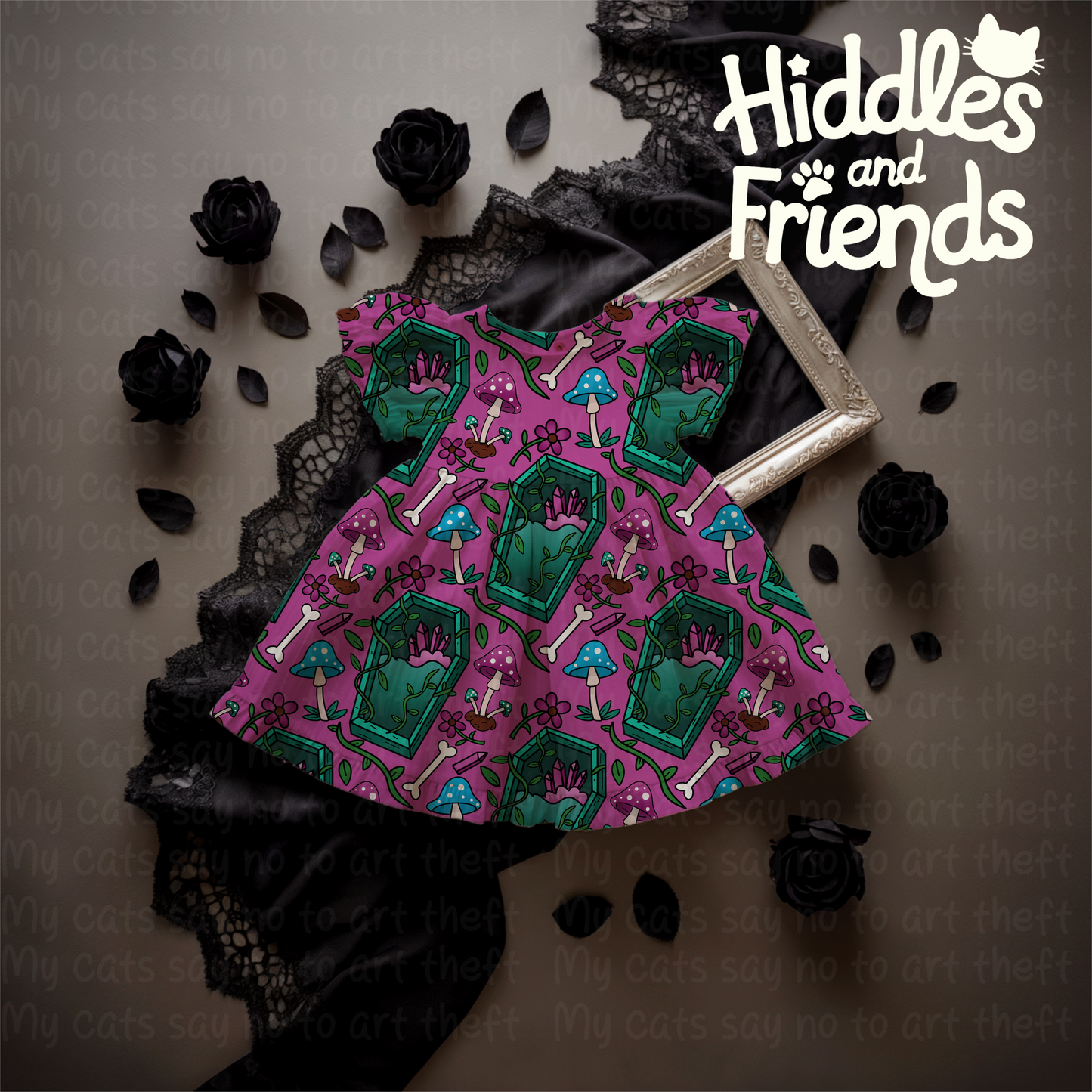 Enchanted Coffins and Crystals Seamless Pattern