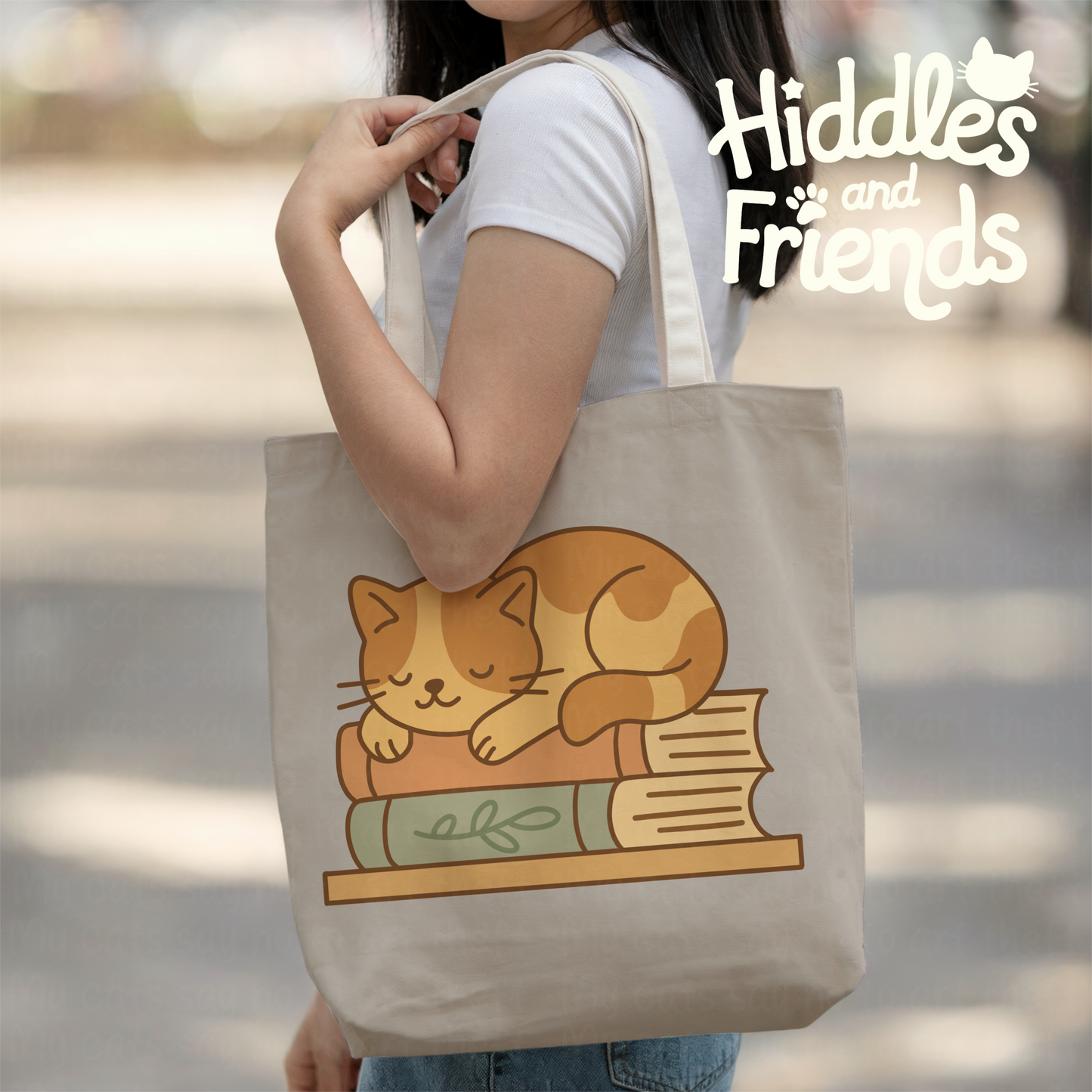 Cozy Cat on Books – Cute Orange Tabby PNG Sticker for Book Lovers