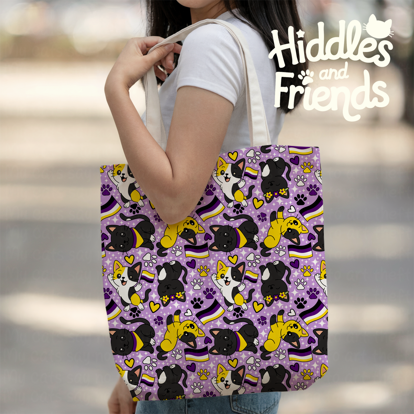 Nonbinary Pride Cats Seamless Pattern