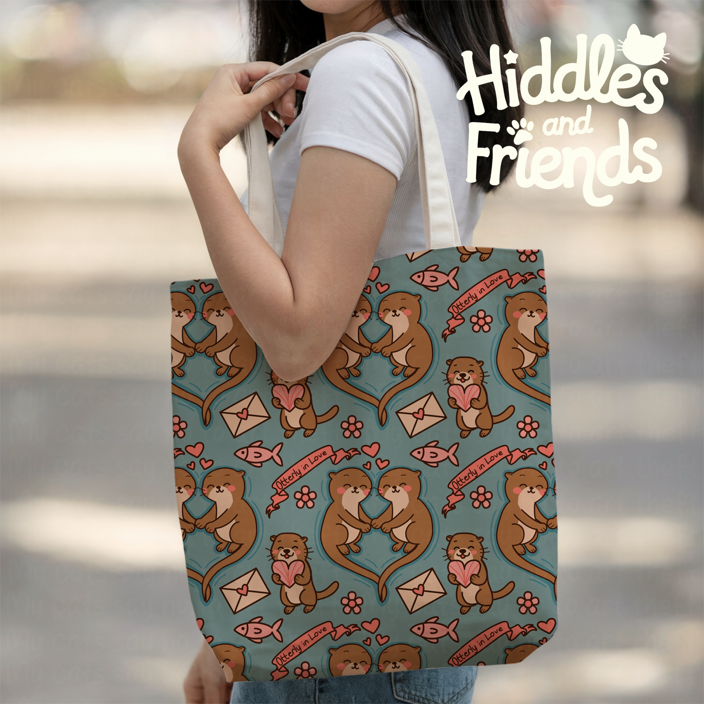 Otterly in Love Valentine Seamless Pattern