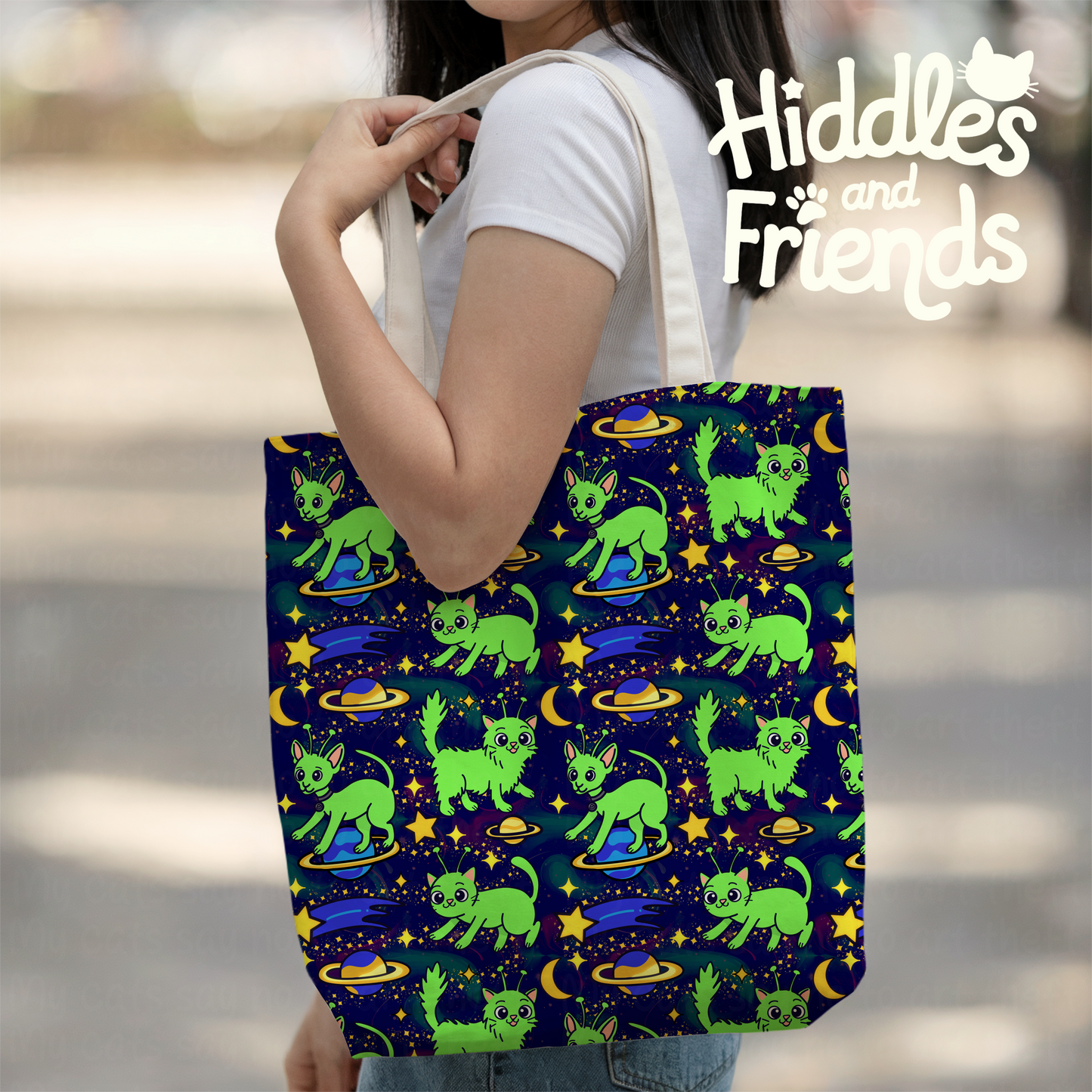 Alien Cats in Outer Space Seamless Pattern