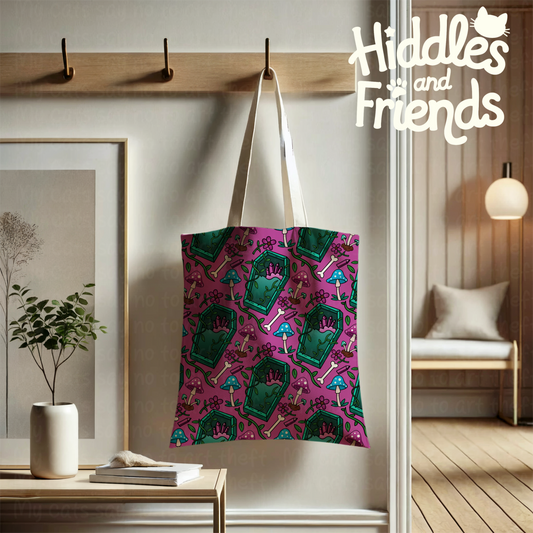 Enchanted Coffins and Crystals Seamless Pattern