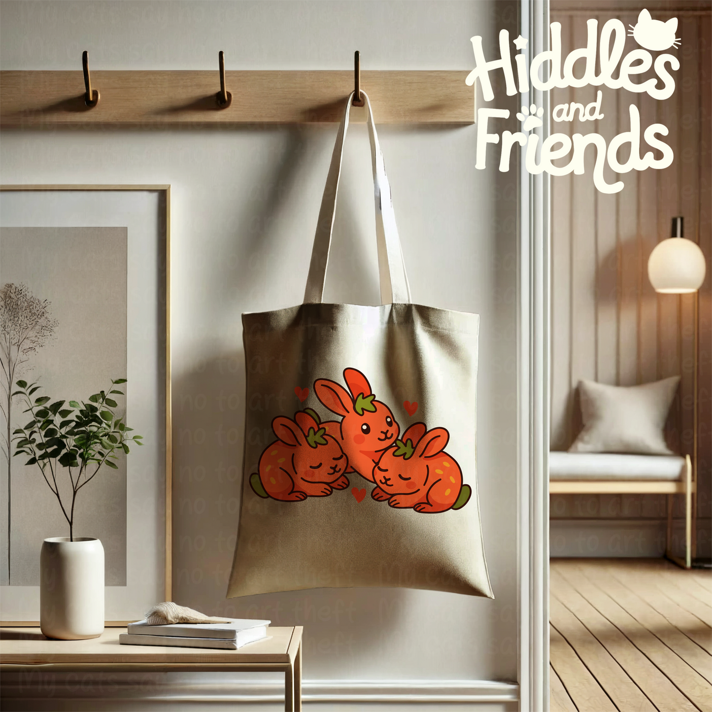 Strawberry Bunny Snuggle Digital Sticker