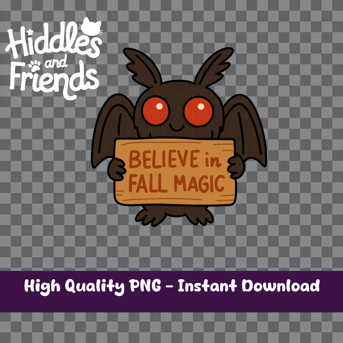 Believe in Fall Magic – Cute Mothman Digital Sticker