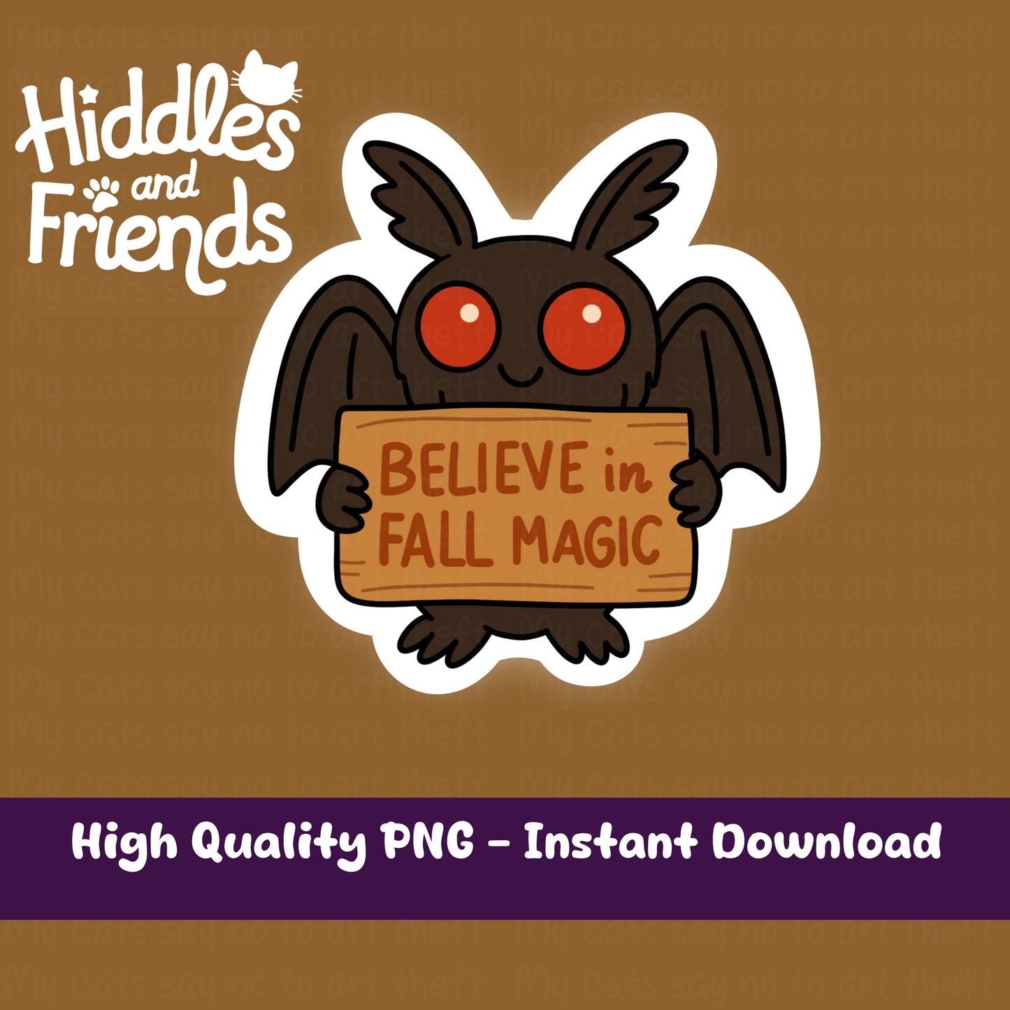 Believe in Fall Magic – Cute Mothman Digital Sticker