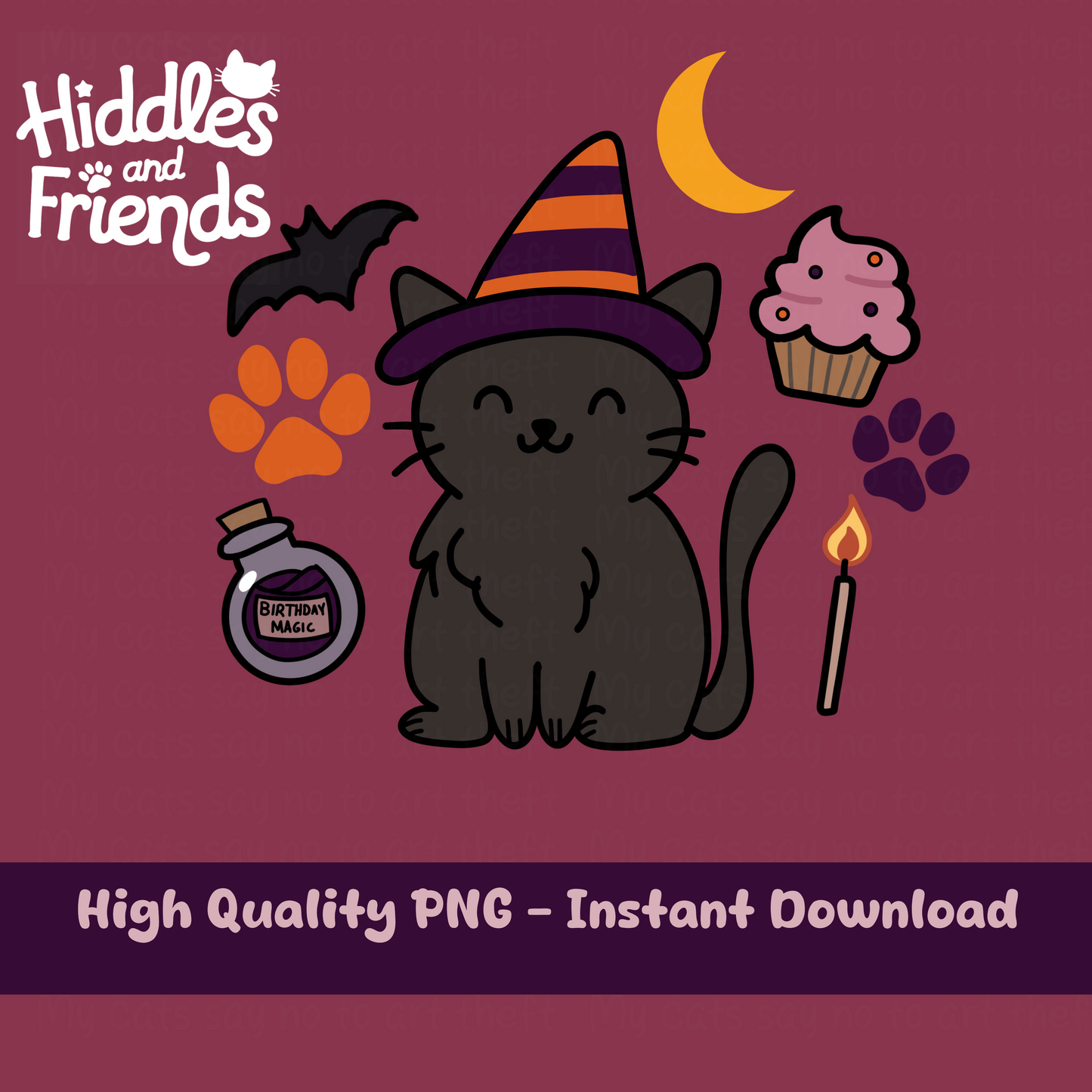 Birthday Magic Cat Digital Sticker