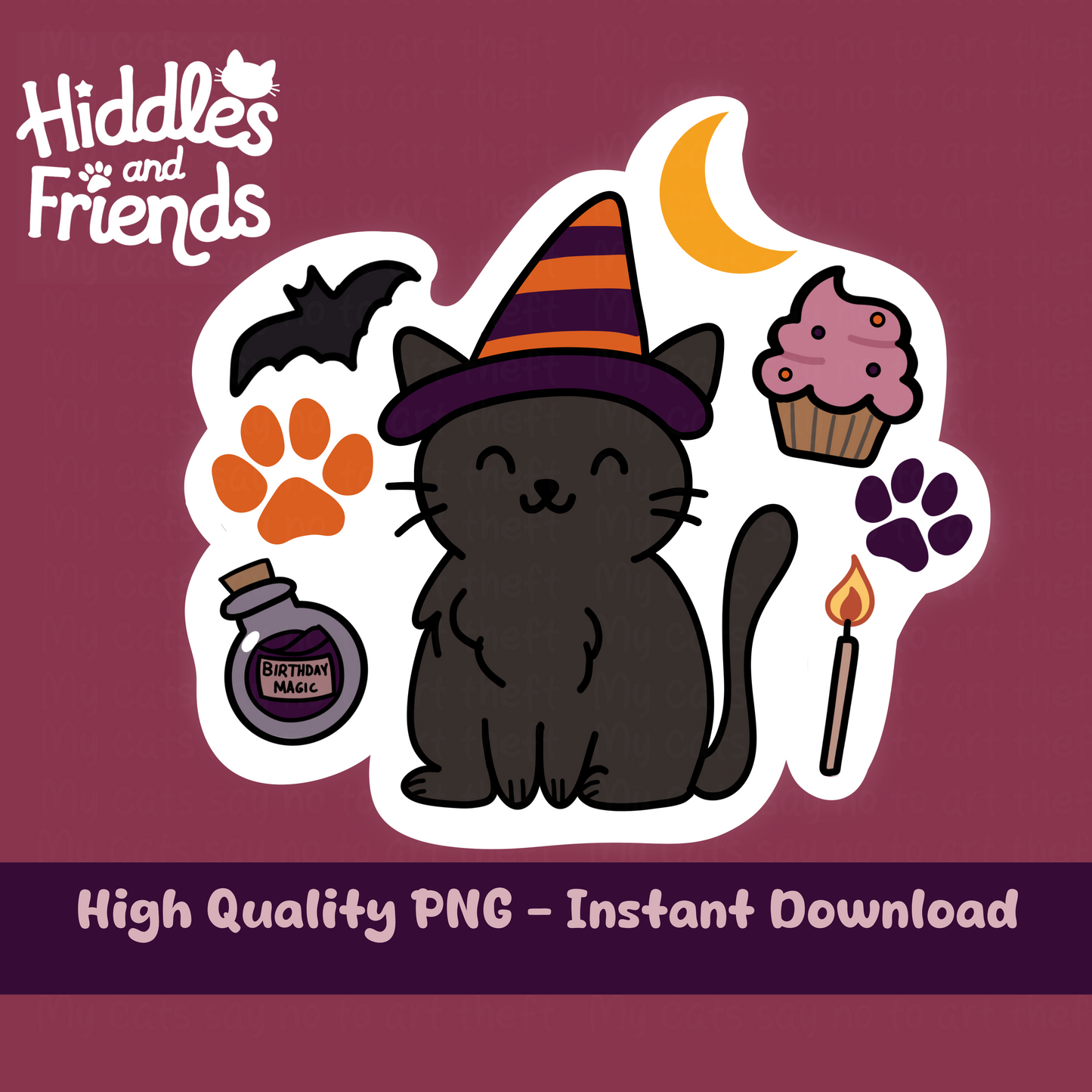 Birthday Magic Cat Digital Sticker