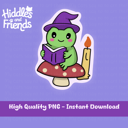 Witchy Frog Reading Sticker