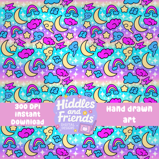 Celestial Sky Seamless Pattern