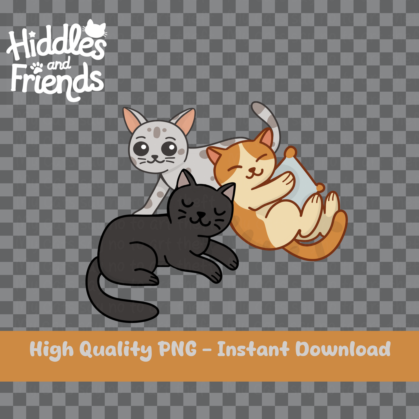 Cute Cat Trio Digital Sticker