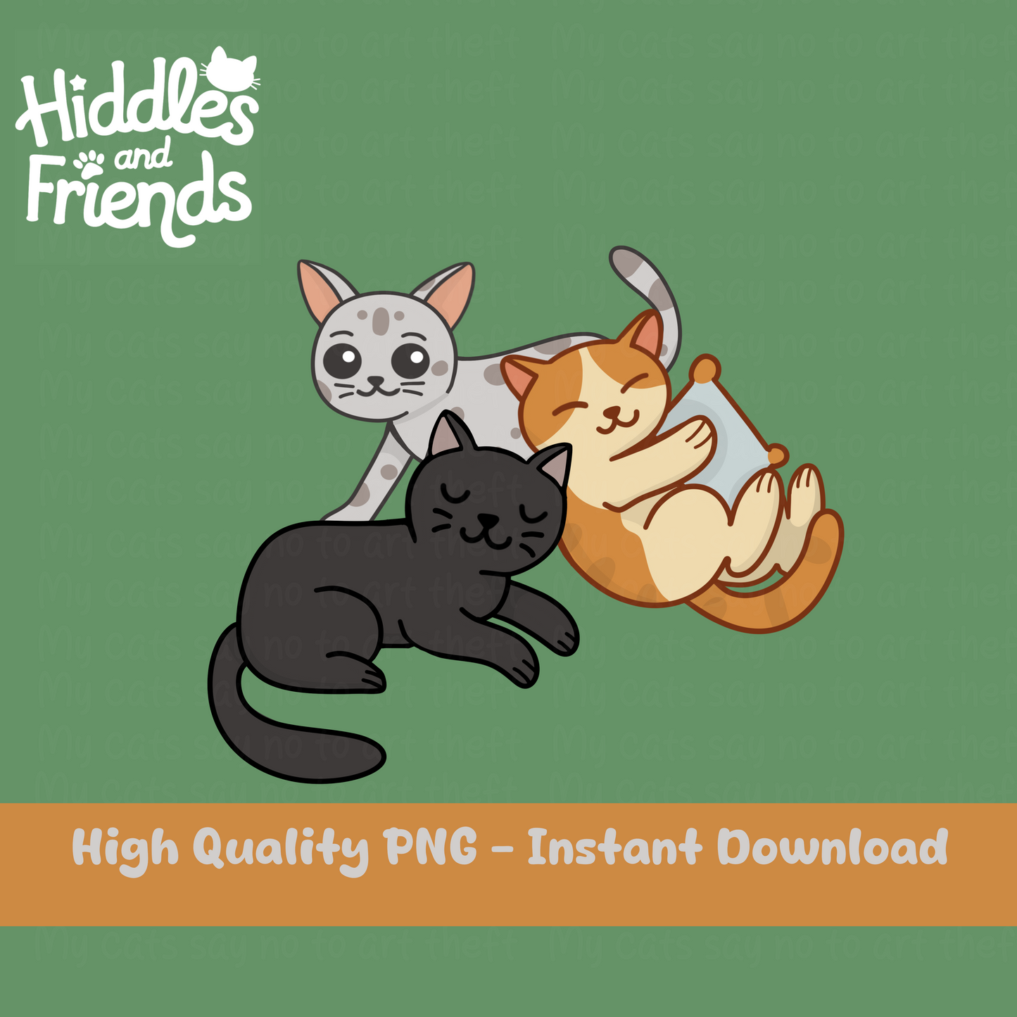 Cute Cat Trio Digital Sticker