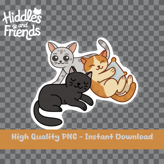Cute Cat Trio Digital Sticker