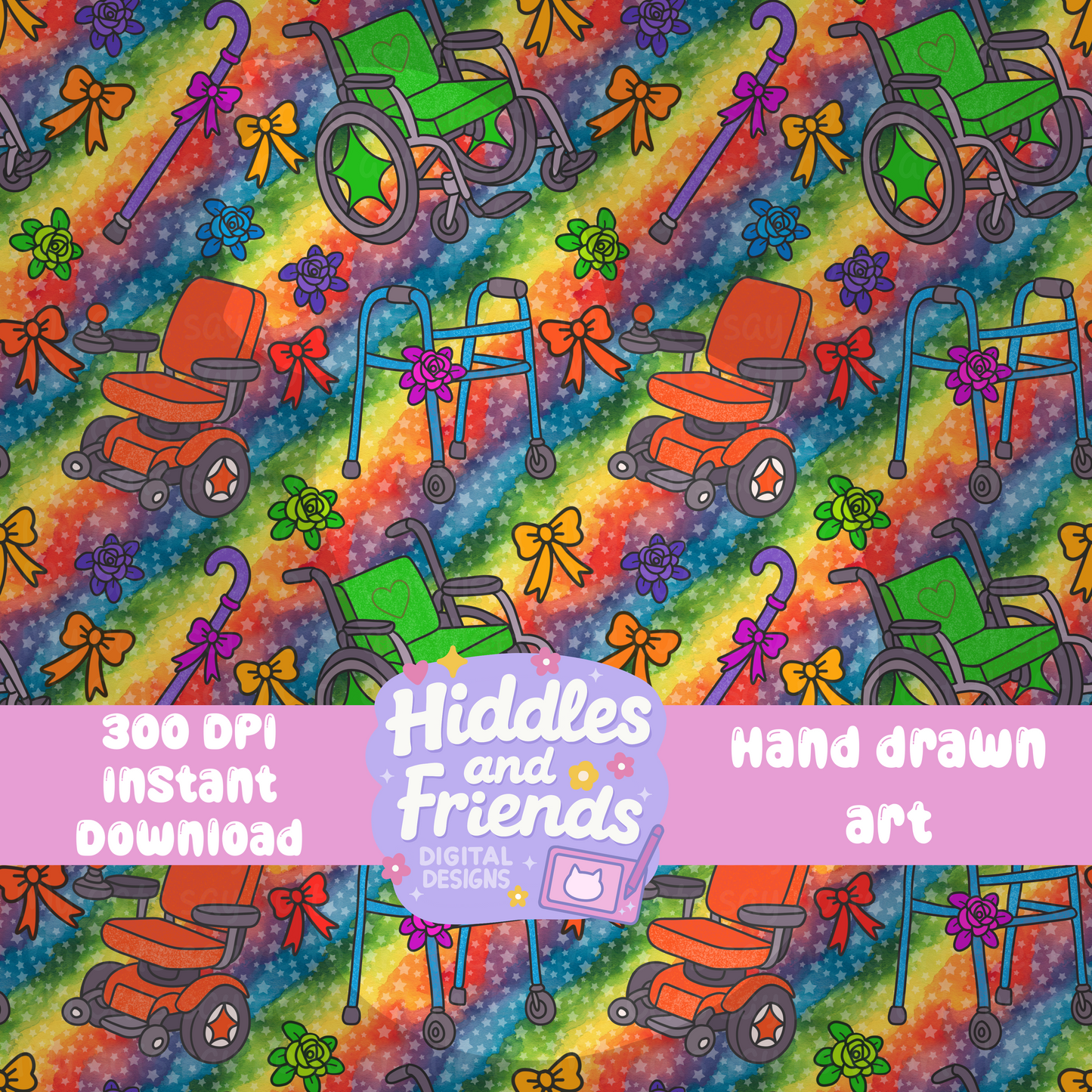 Rainbow Pride Mobility Aids Seamless File