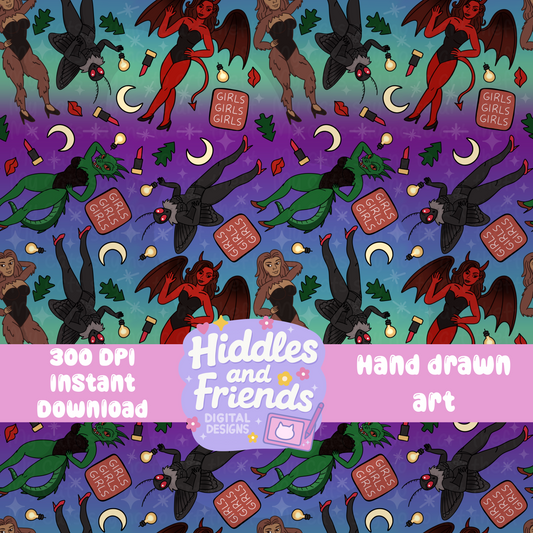 Mothma'am and Friends Cryptid Cuties Seamless File