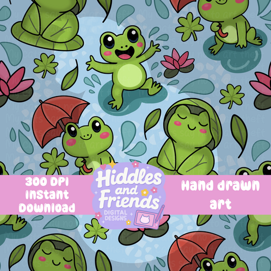 Frogs and Lily Pads Seamless Pattern