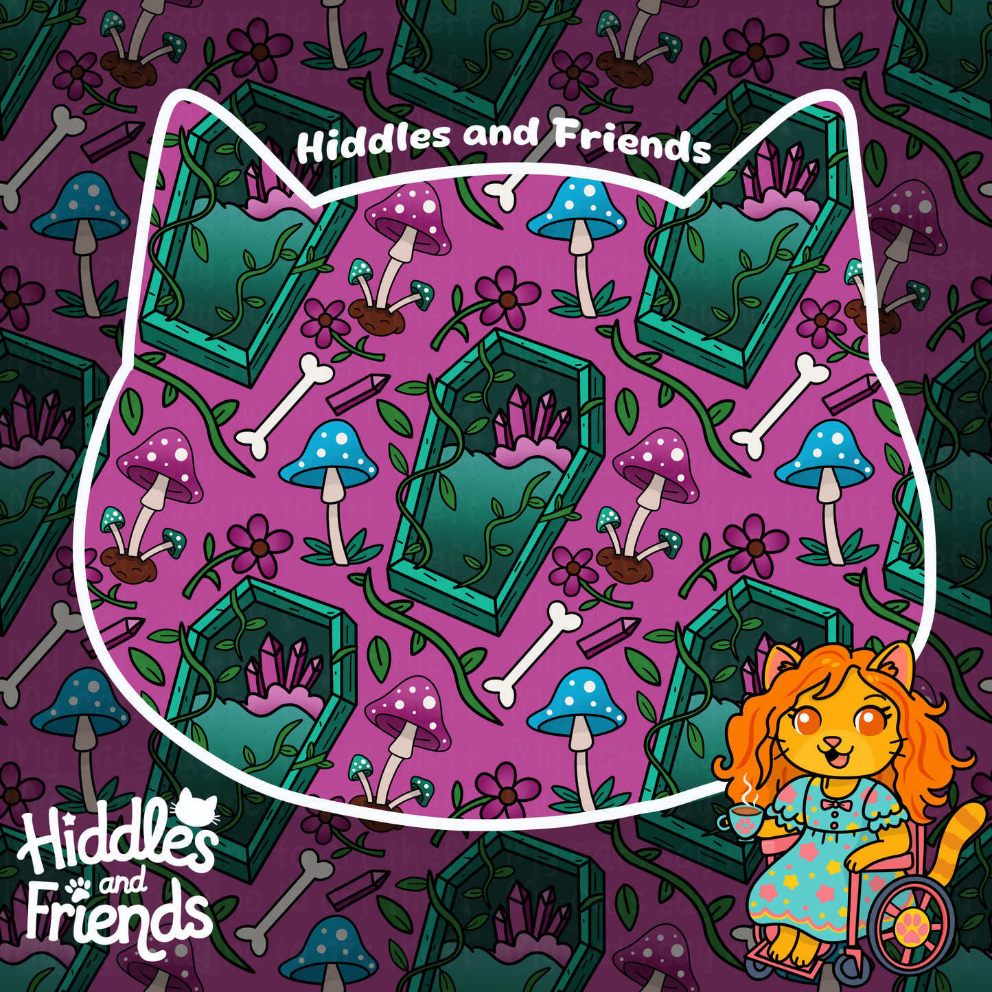 Enchanted Coffins and Crystals Seamless Pattern