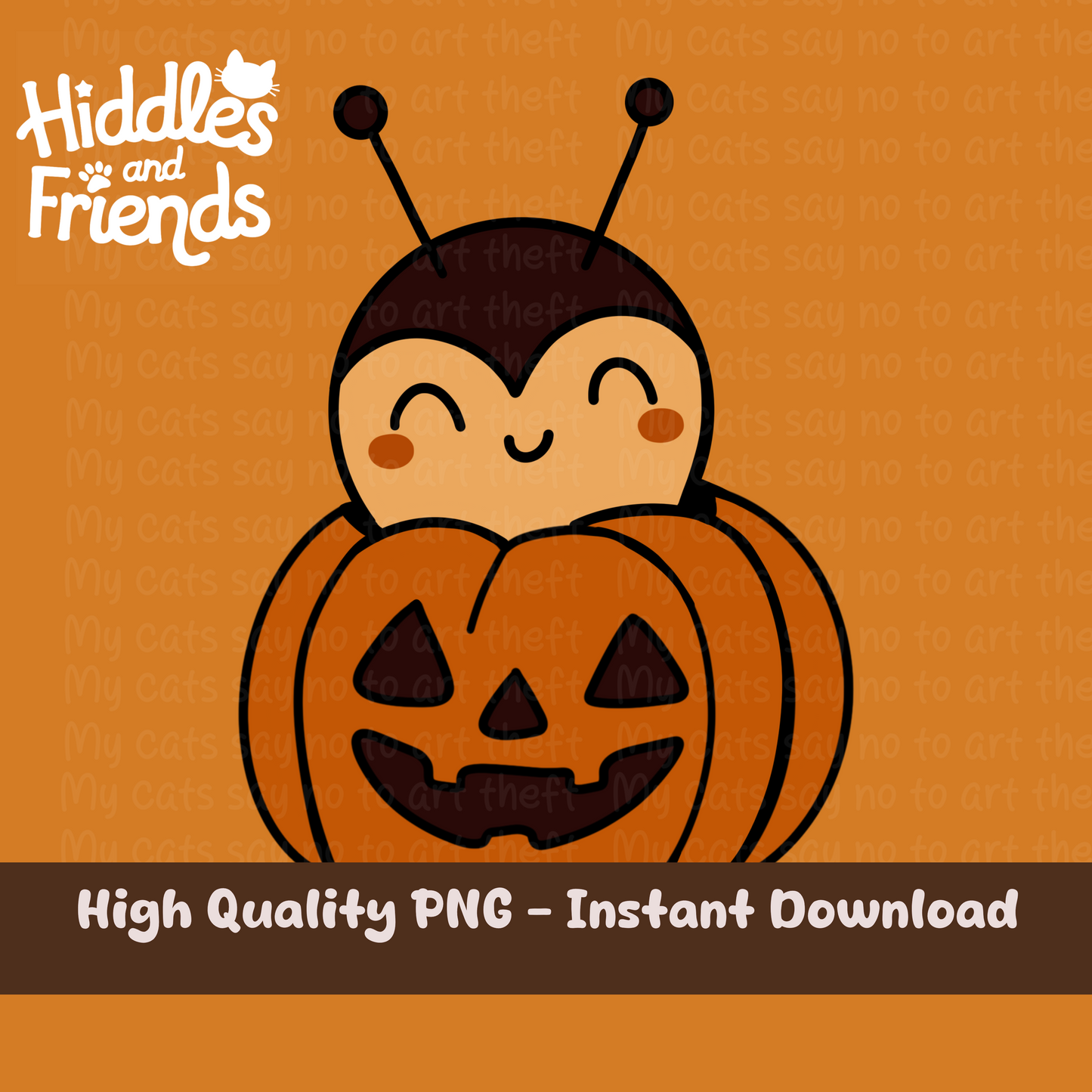 Cute Halloween Ladybug in Pumpkin PNG