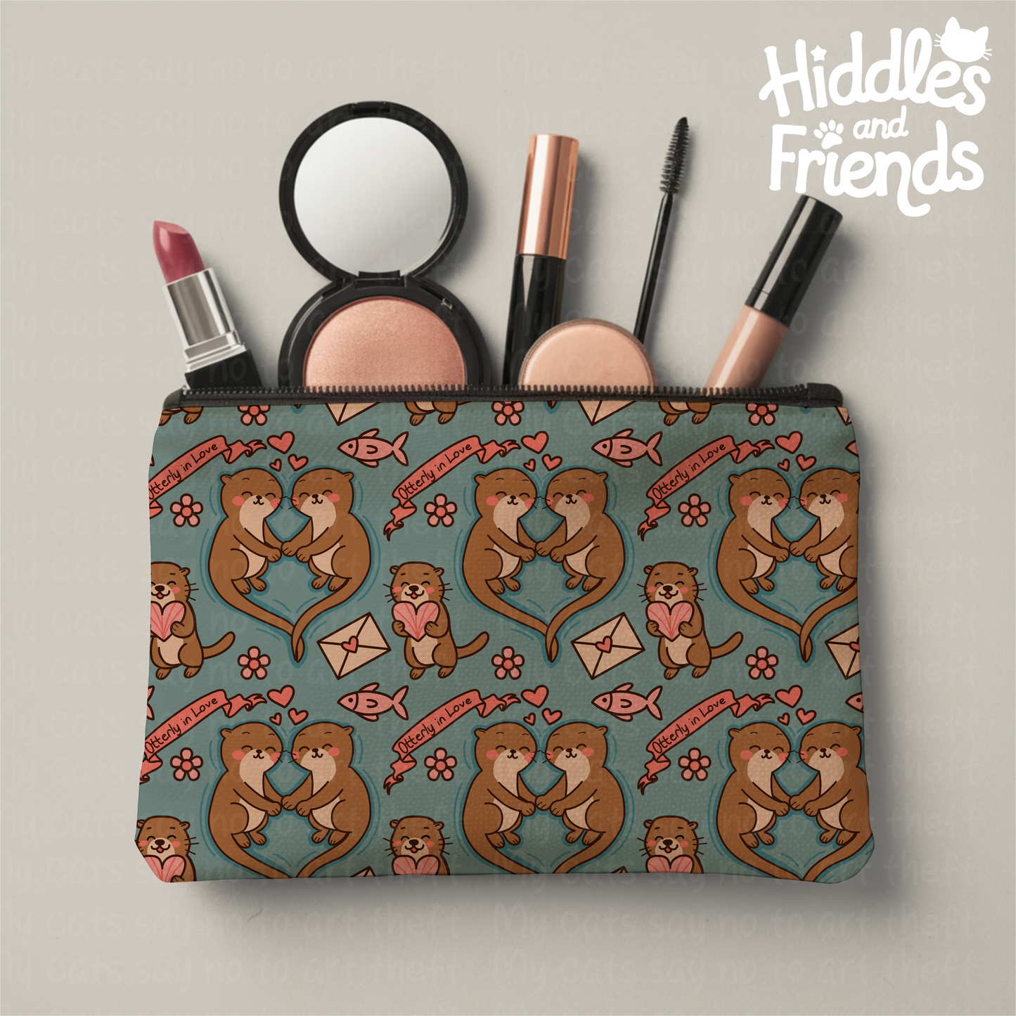 Otterly in Love Valentine Seamless Pattern