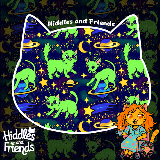 Alien Cats in Outer Space Seamless Pattern