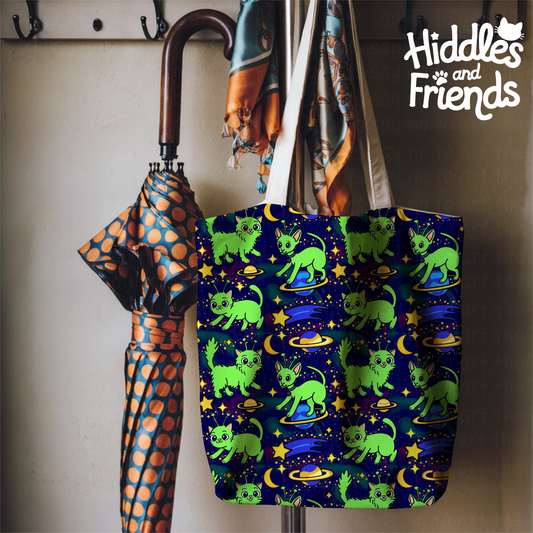 Alien Cats in Outer Space Seamless Pattern