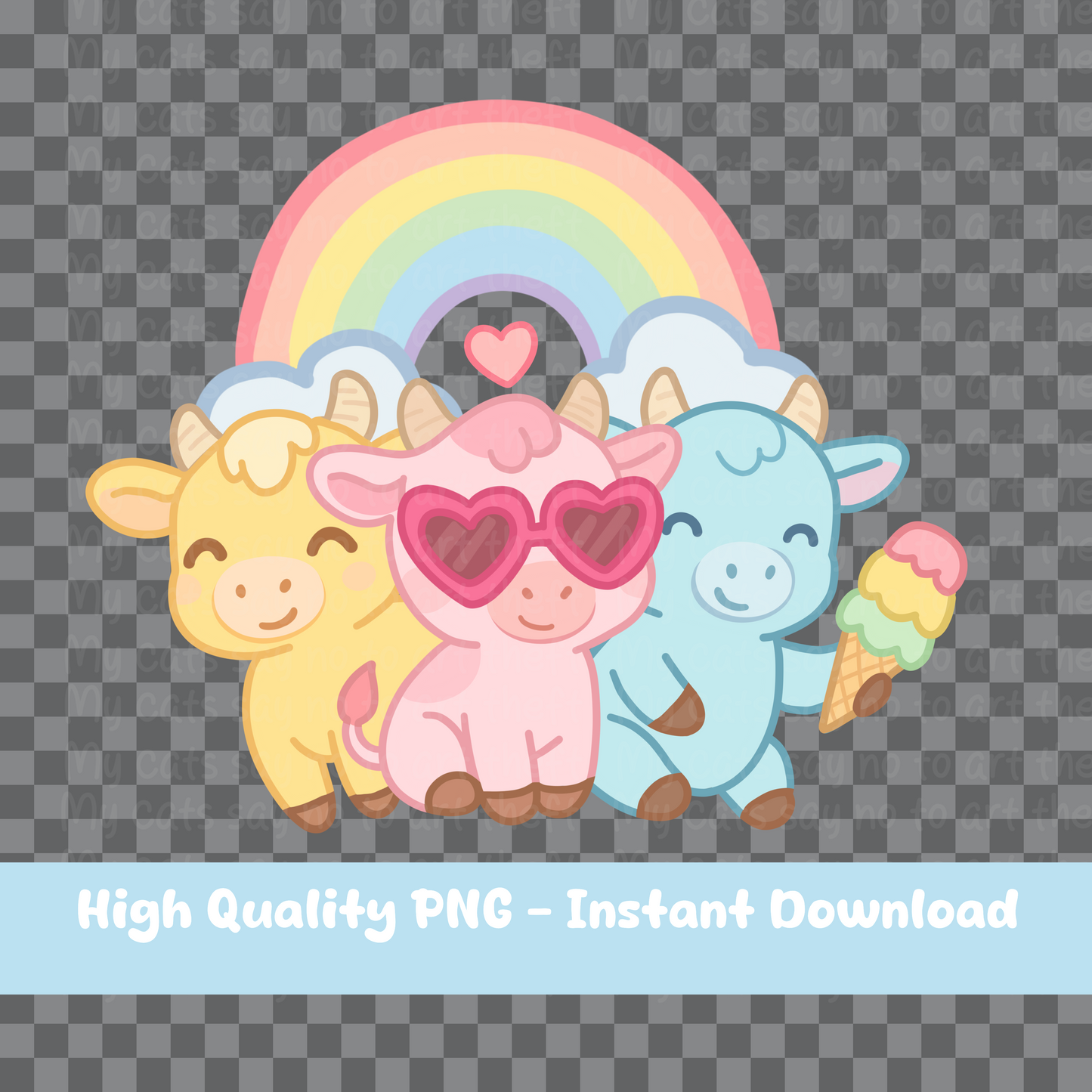 Pastel Summer Cows Digital Sticker