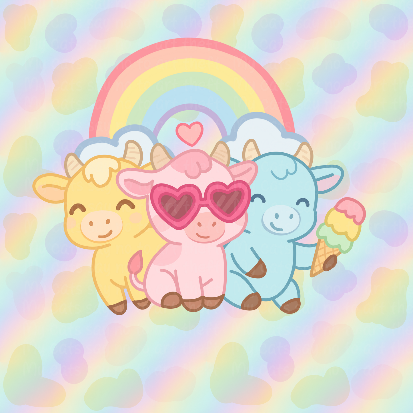 Pastel Summer Cows Digital Sticker