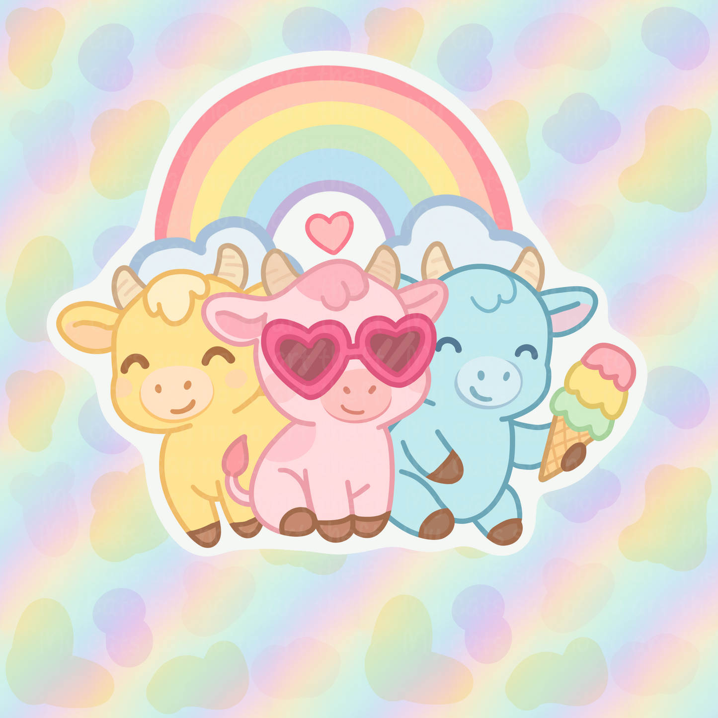 Pastel Summer Cows Digital Sticker