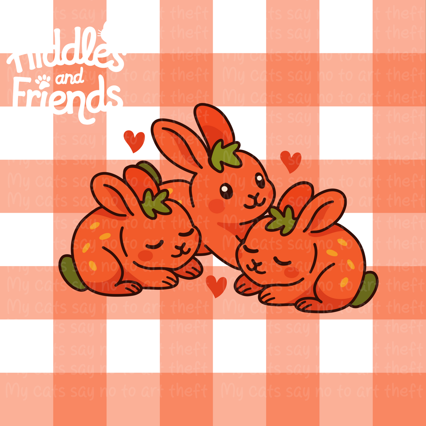 Strawberry Bunny Snuggle Digital Sticker