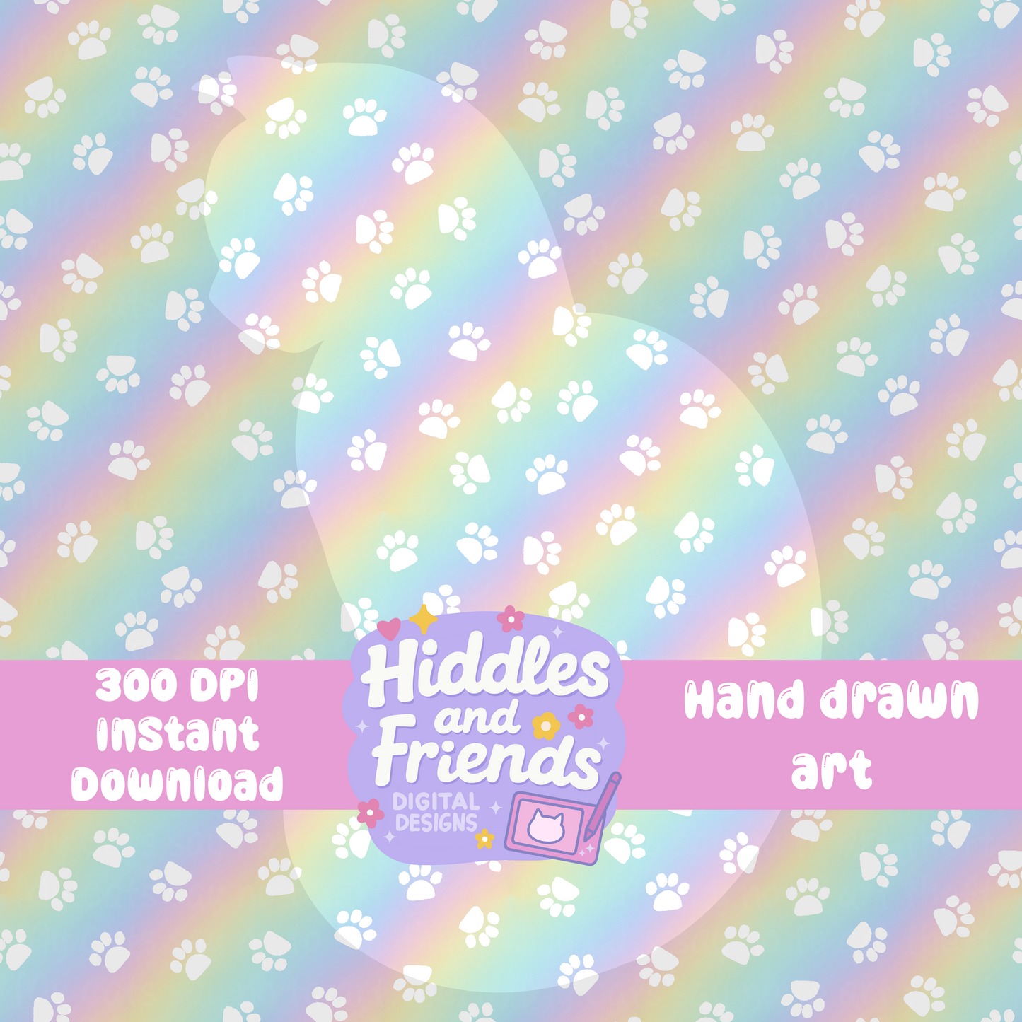 Pastel Rainbow Pawprint Seamless File