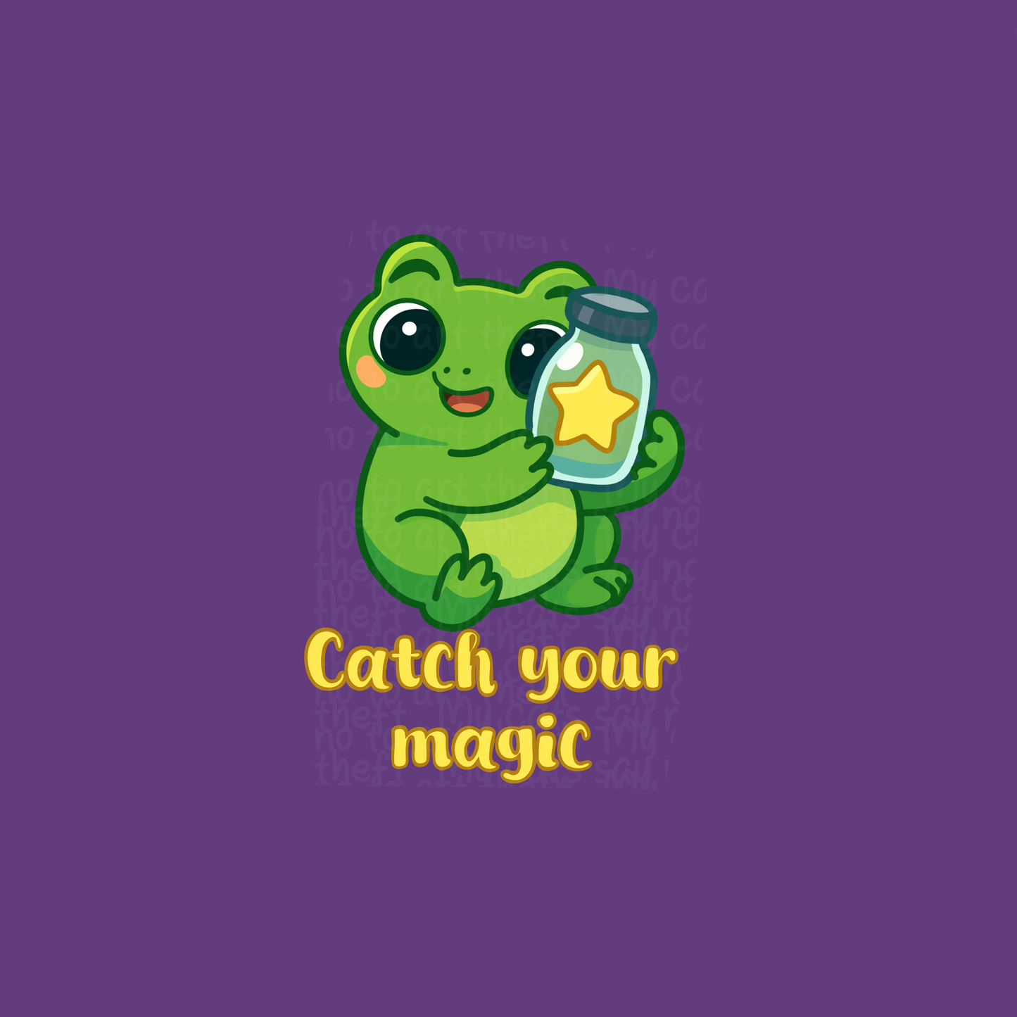 Catch Your Magic – Digital Sticker of Smiling Frog Holding Star Jar