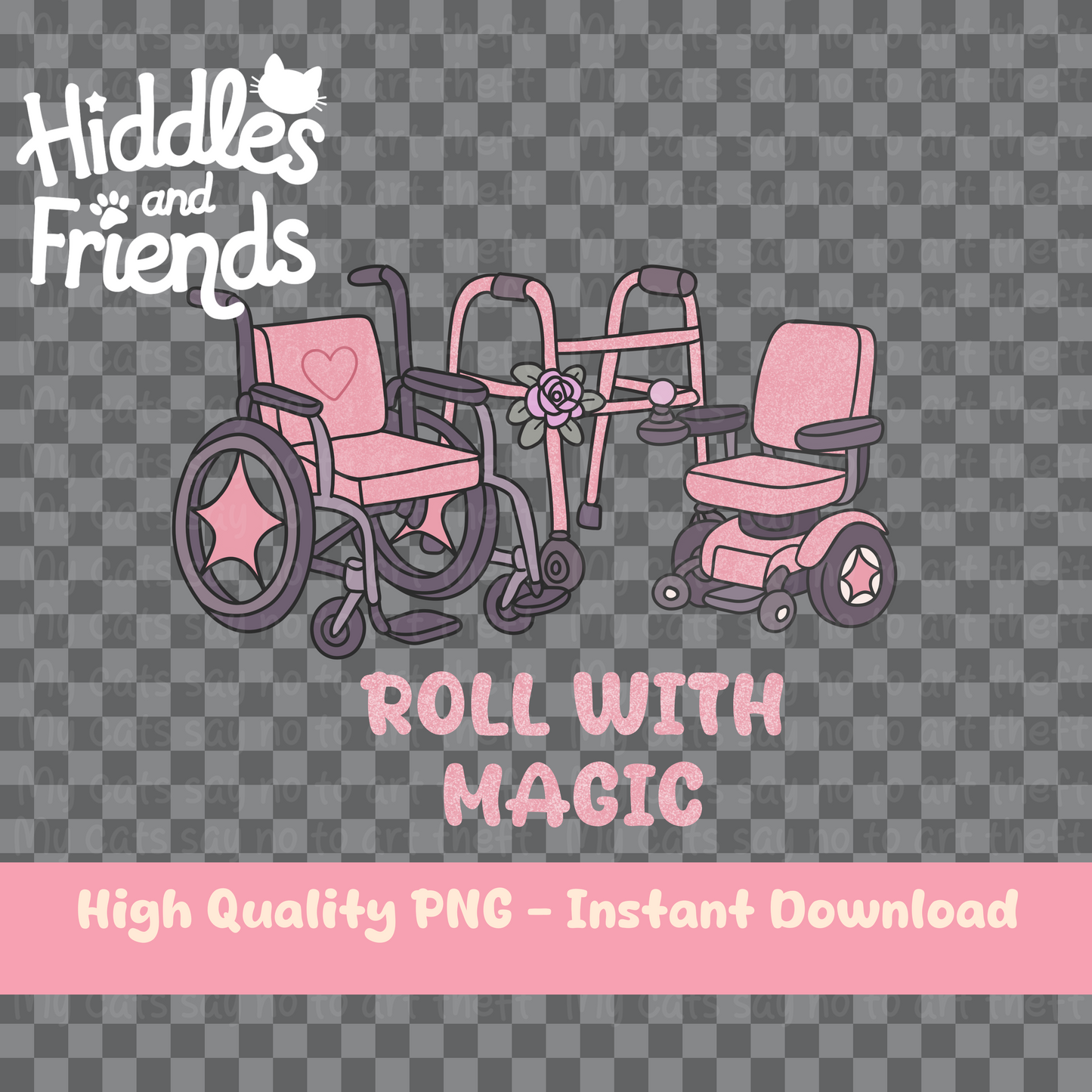 Roll With Magic – Coquette Pink Glitter Mobility Aid Sticker