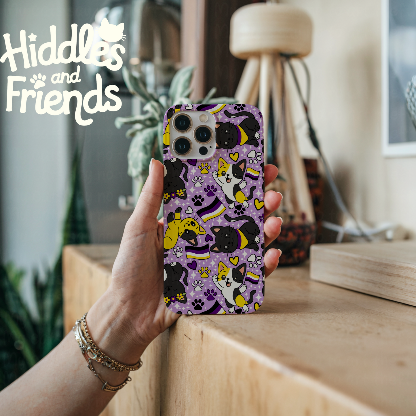 Nonbinary Pride Cats Seamless Pattern