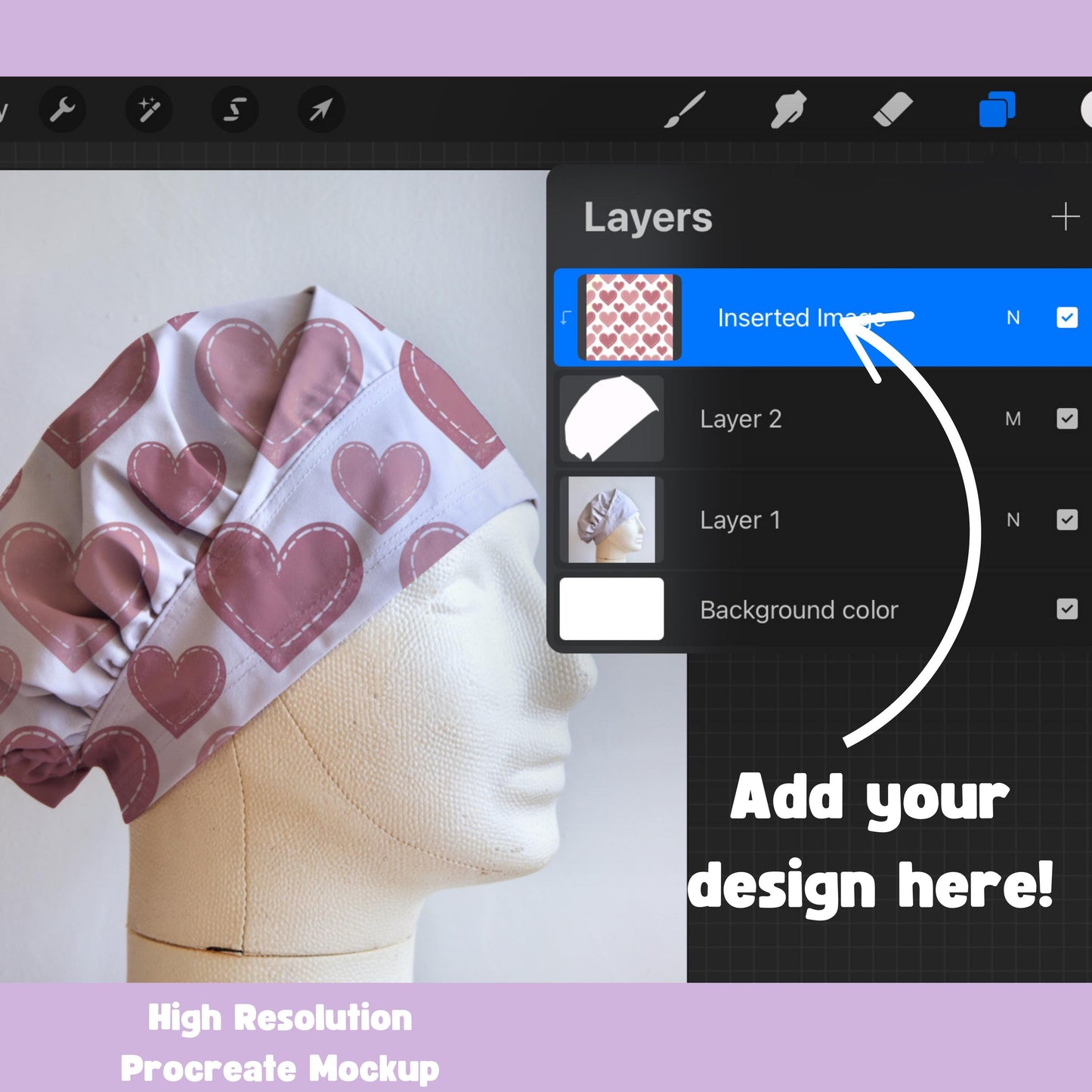 Scrub Cap Editable Procreate Mockup
