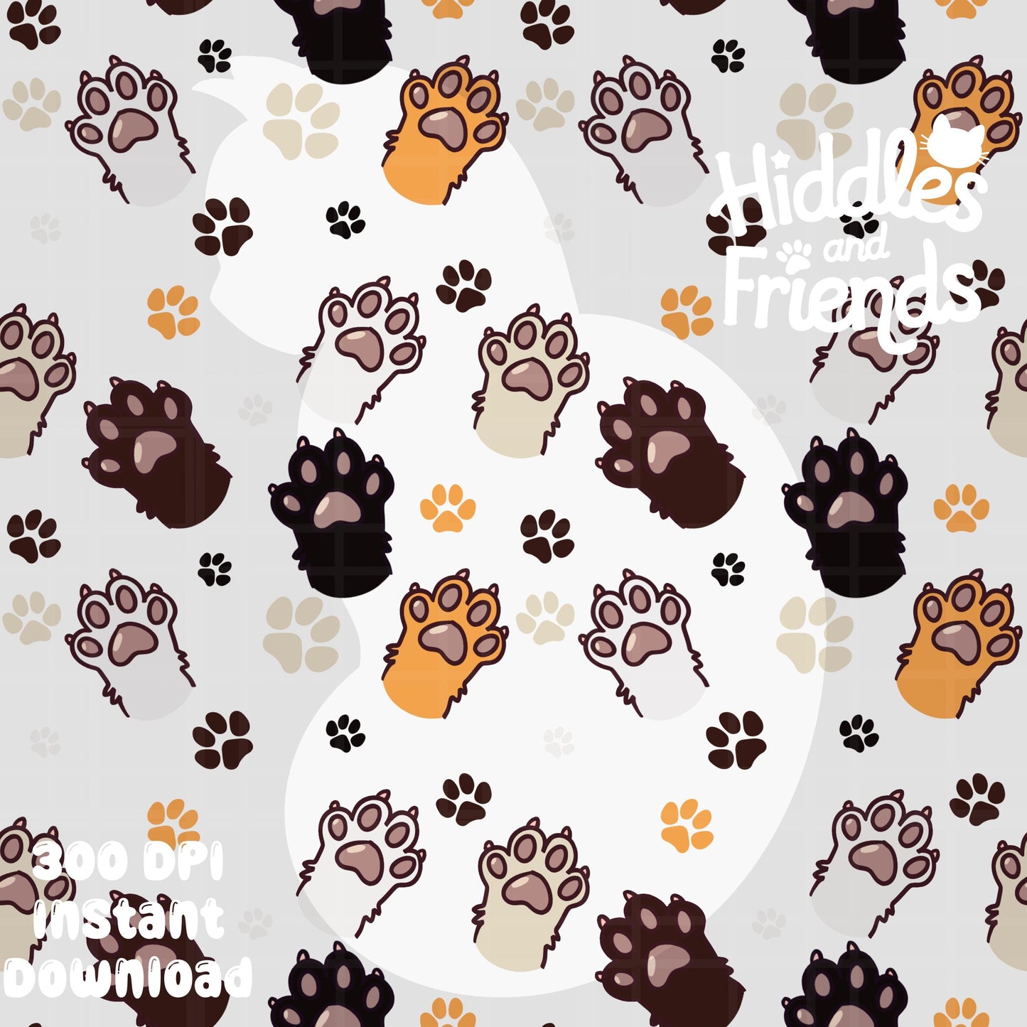 Cute Cat Paws Seamless Pattern