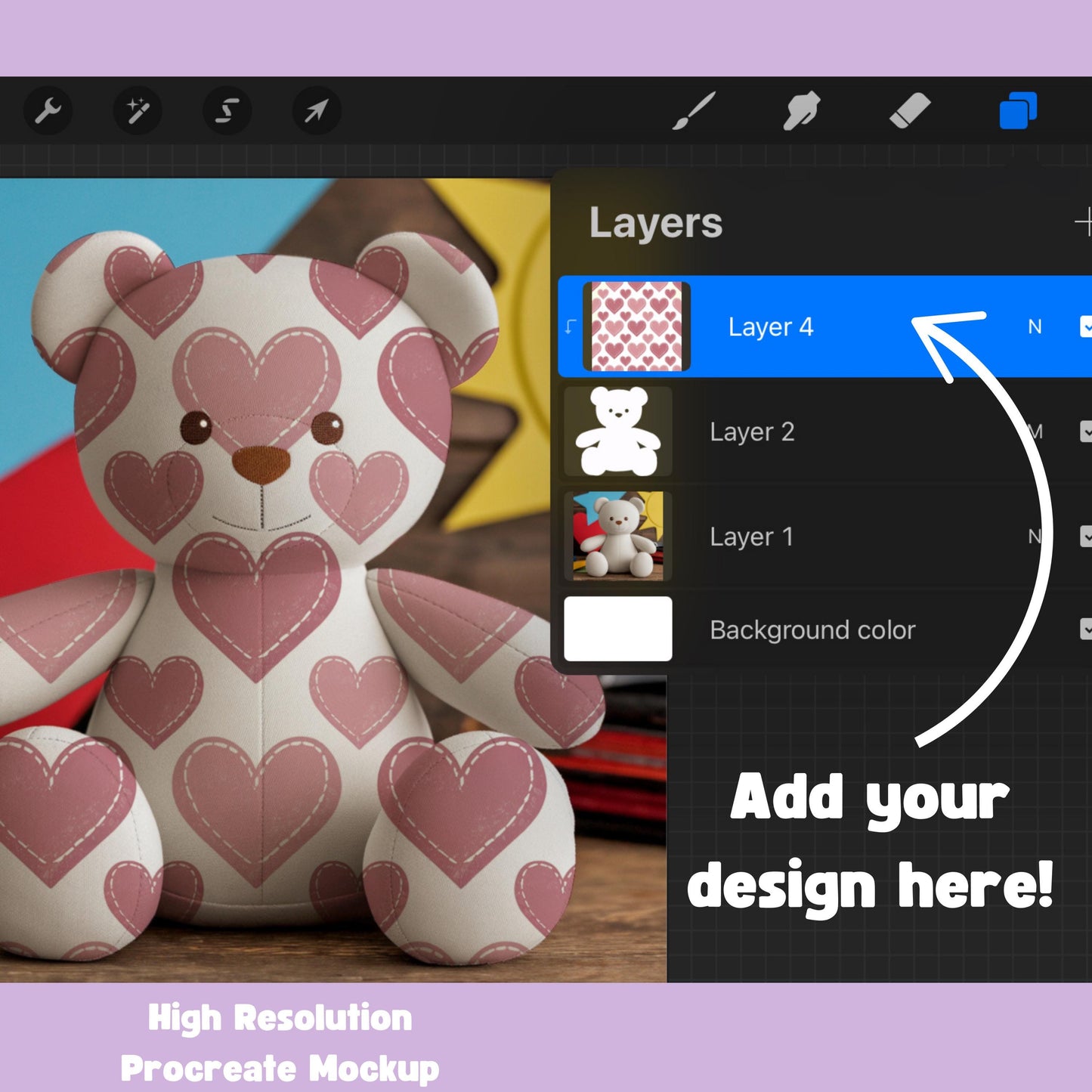 Stuffed Bear Editable Procreate Mockup