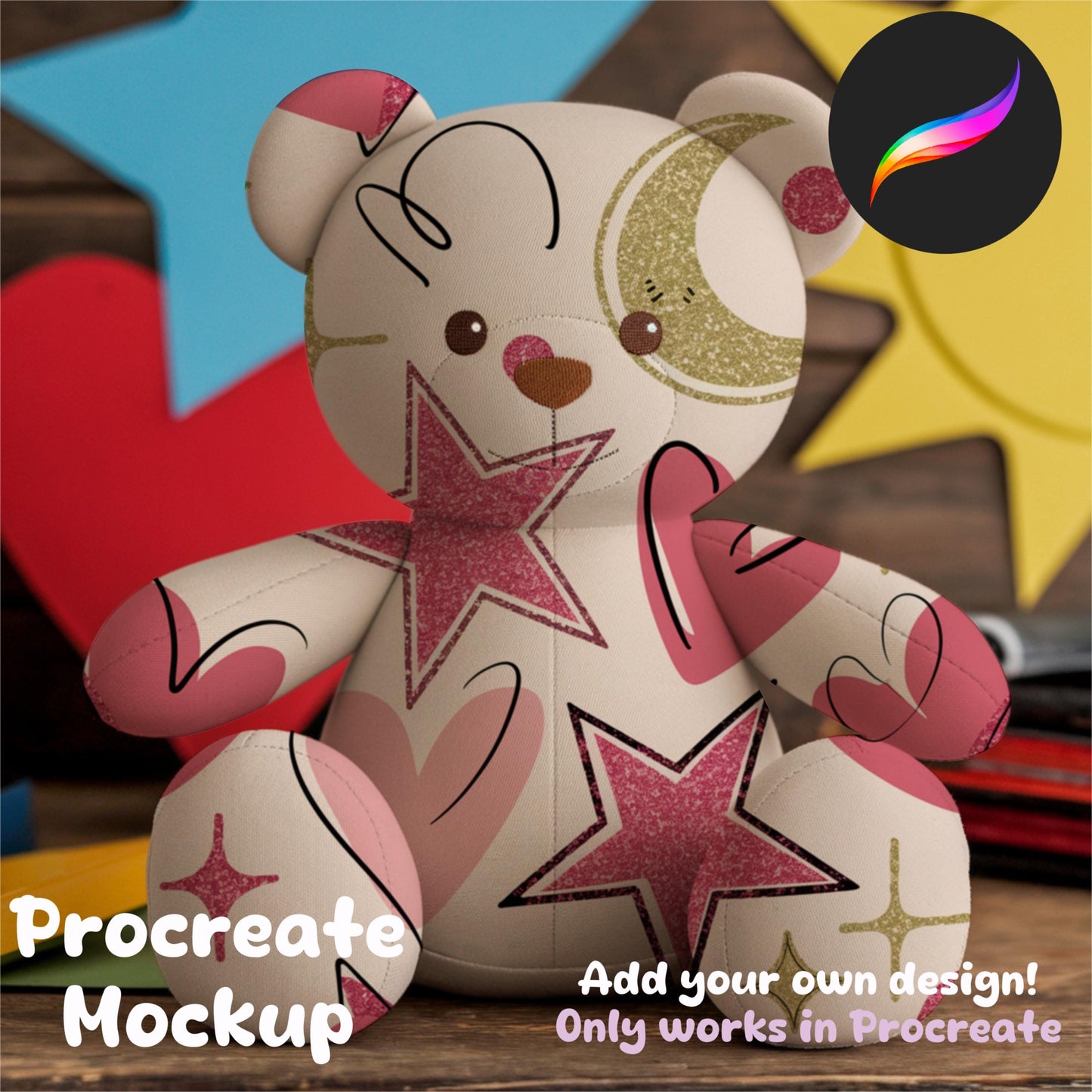 Stuffed Bear Editable Procreate Mockup