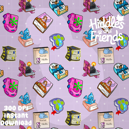 Nostalgia Books Large Seamless Pattern