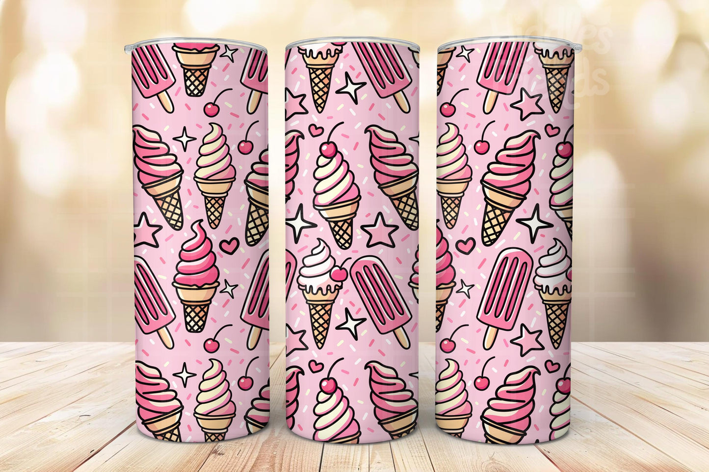 Pink Ice Cream Seamless Pattern
