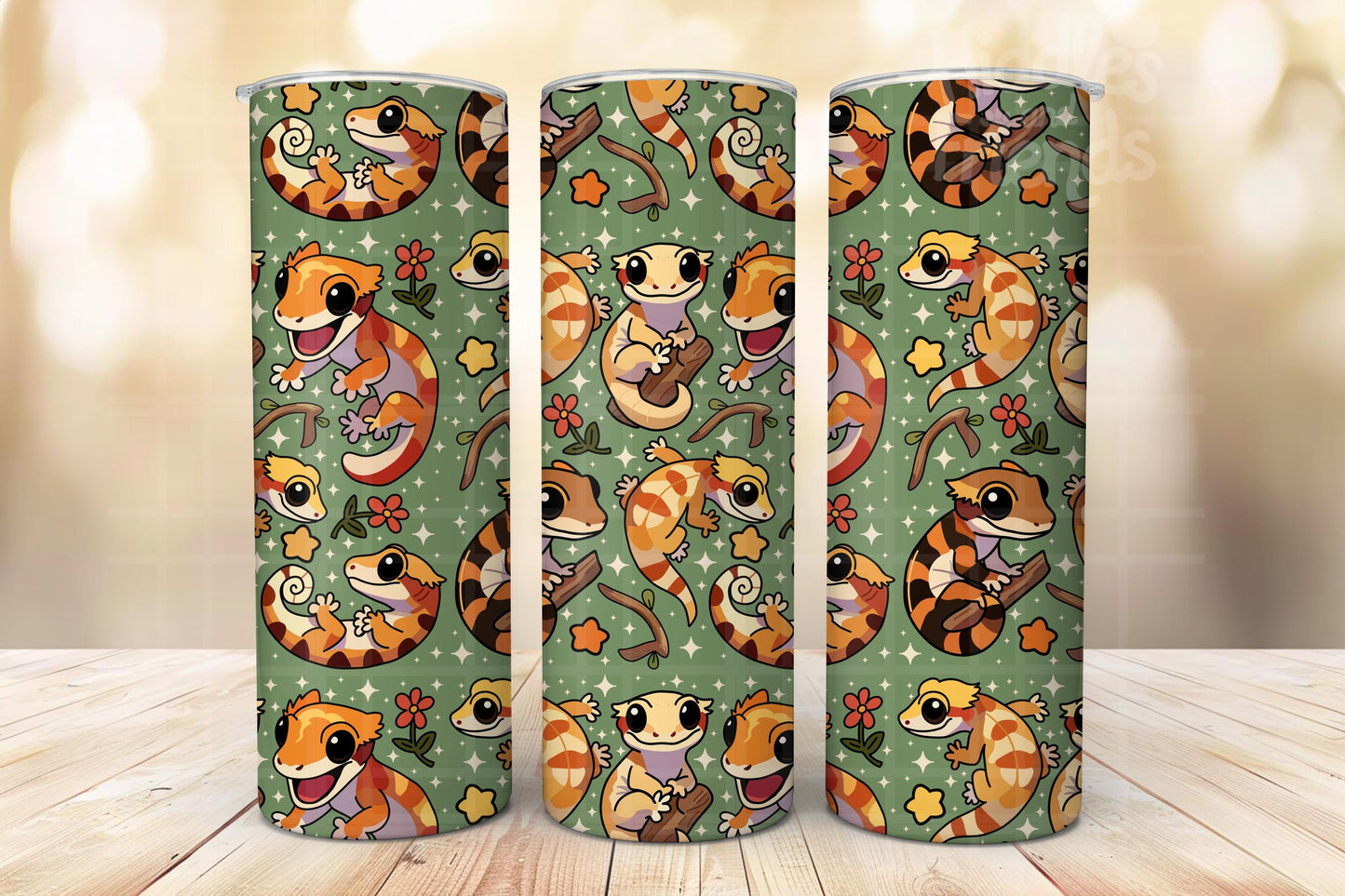 Crested Geckos Seamless Pattern