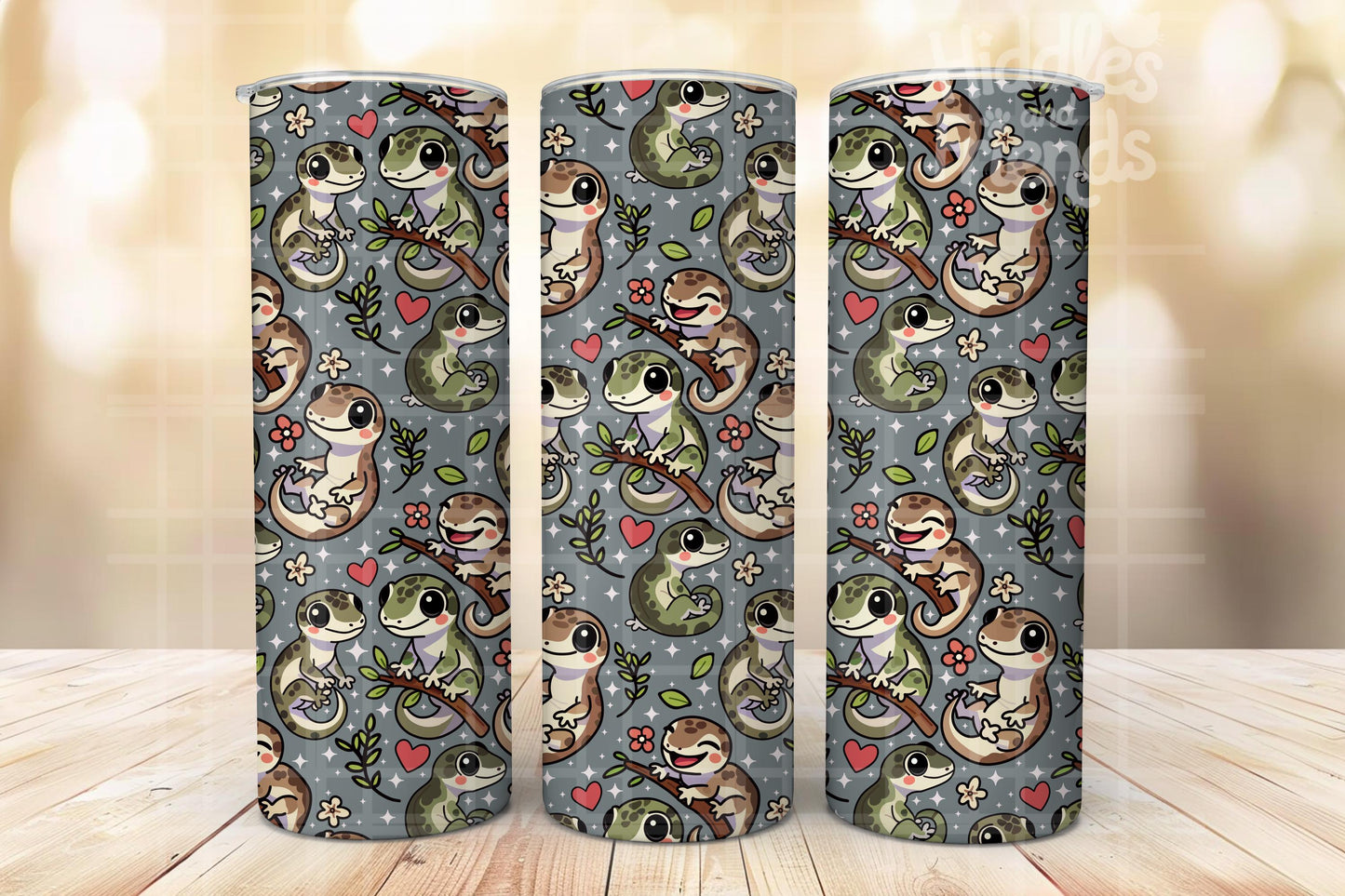 Teal Leachie Geckos Seamless Pattern