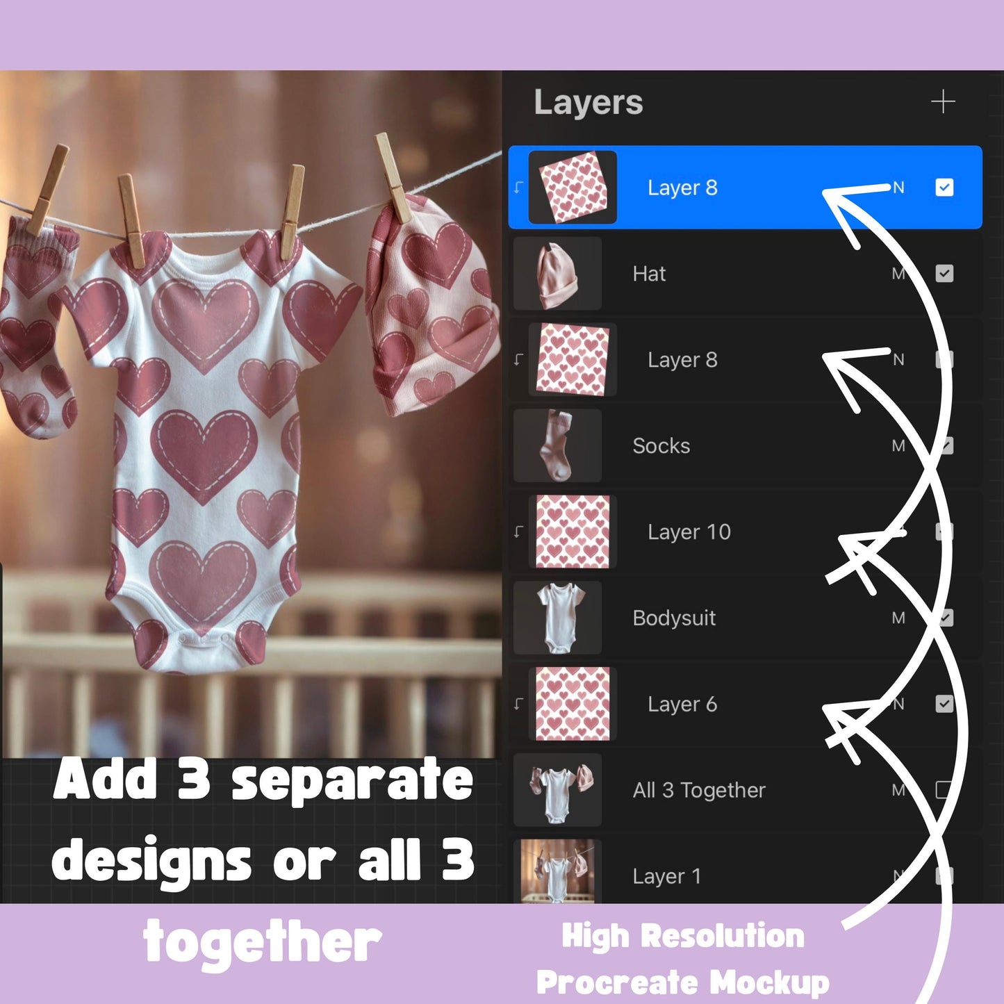 Baby Outfit Trio Mockup for Procreate
