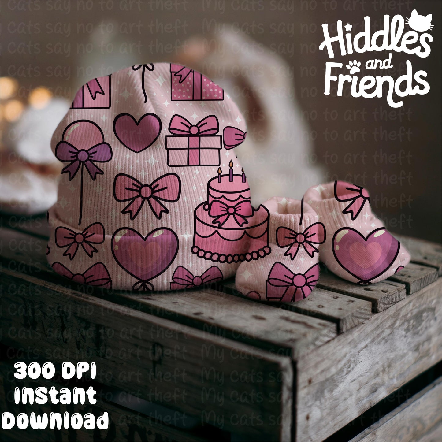 Baby Hat and Booties Editable Procreate Mockup