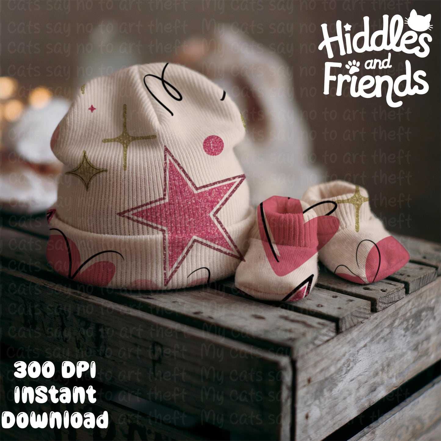 Baby Hat and Booties Editable Procreate Mockup