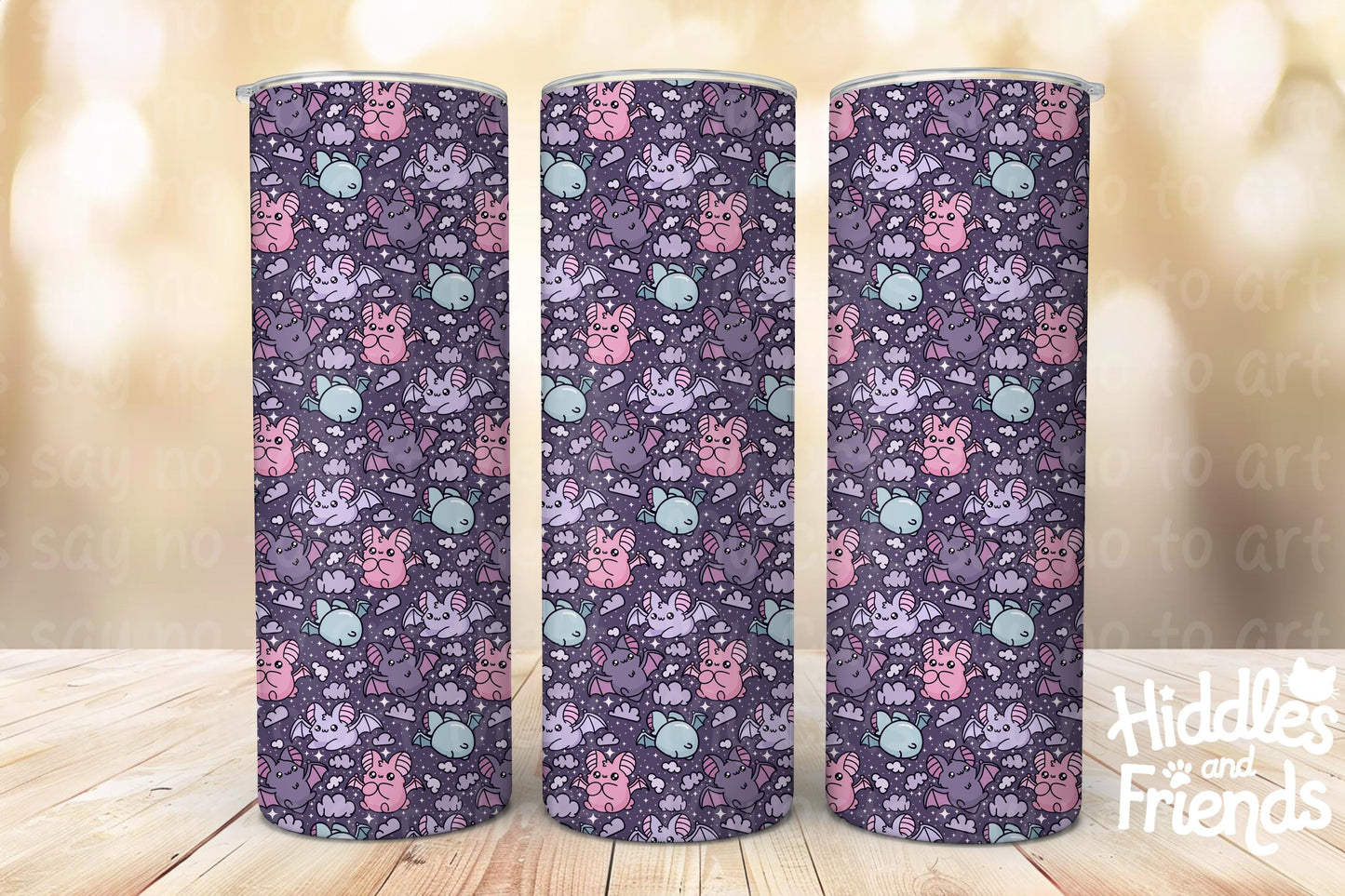 Purple Pastel Bats Seamless Pattern