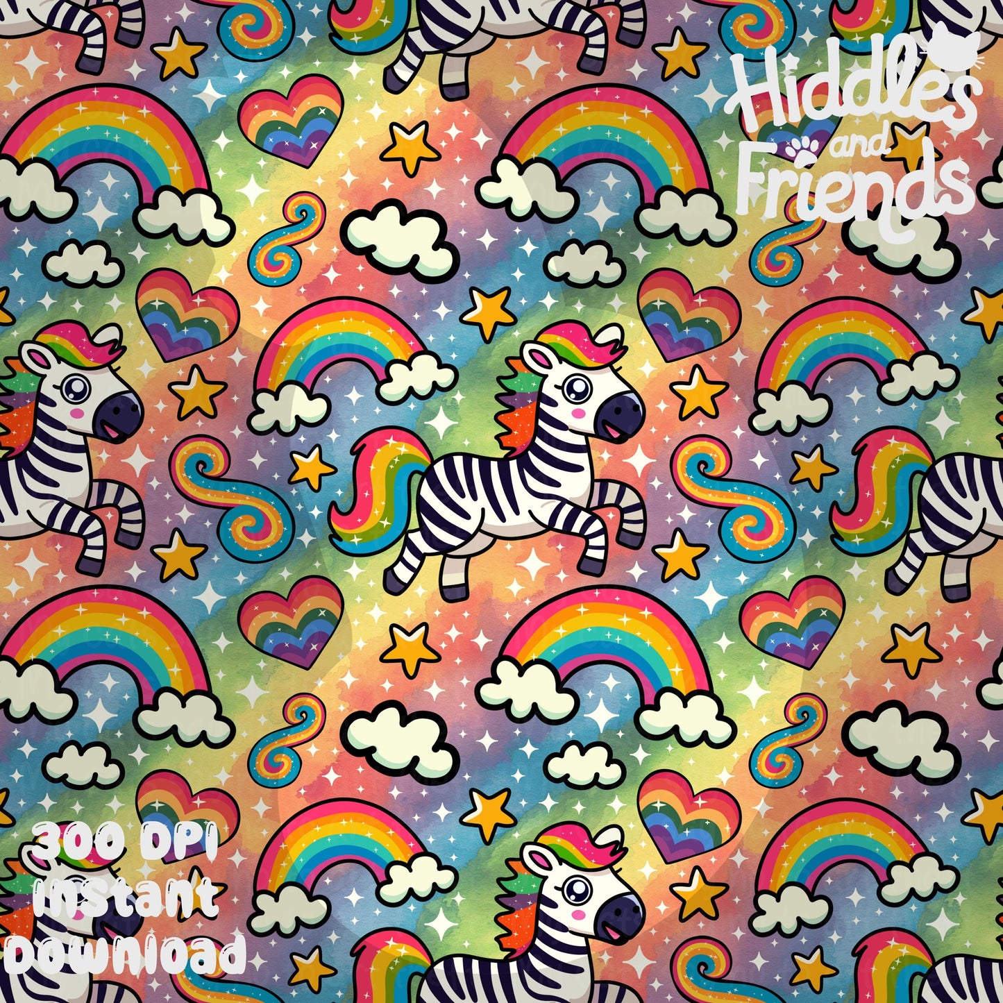 Rainbow Zebra Seamless Pattern - Chronic Illness